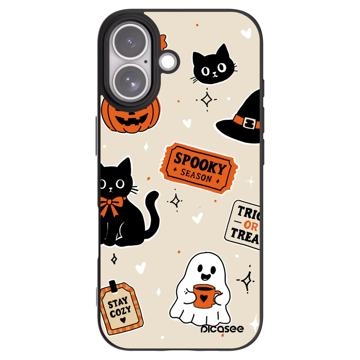 Picasee husă neagră din silicon pentru Apple iPhone 17 - Halloween stickers