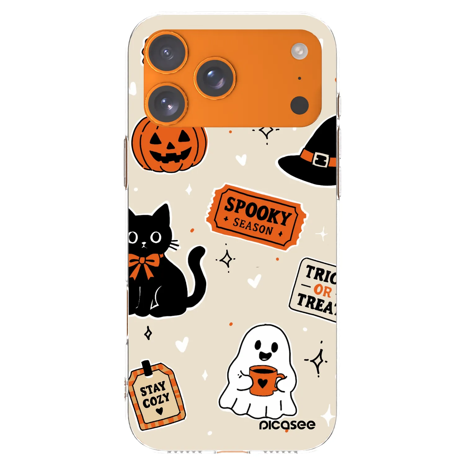Picasee husă transparentă din silicon pentru Apple iPhone 17 Pro Max - Halloween stickers