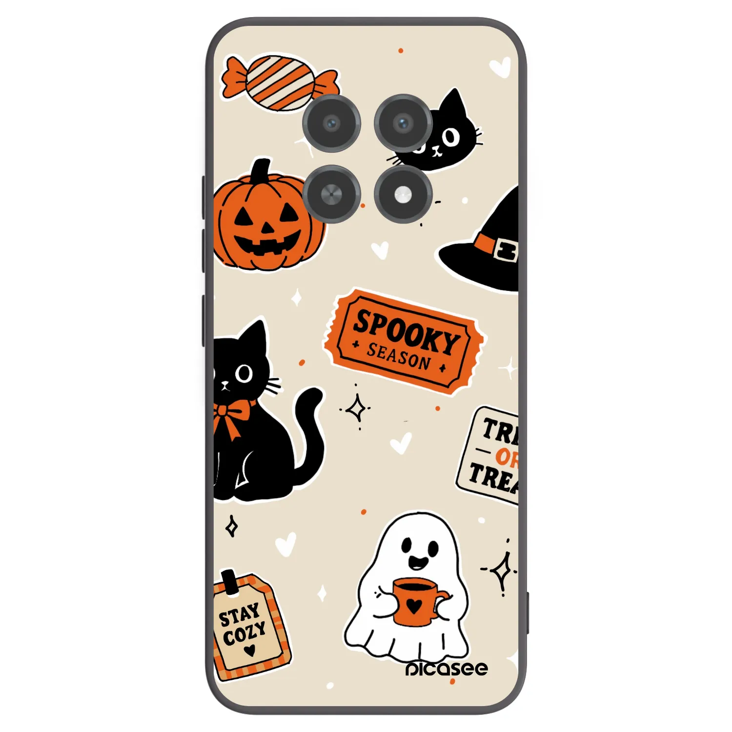 Picasee husă neagră din silicon pentru Realme 12X - Halloween stickers