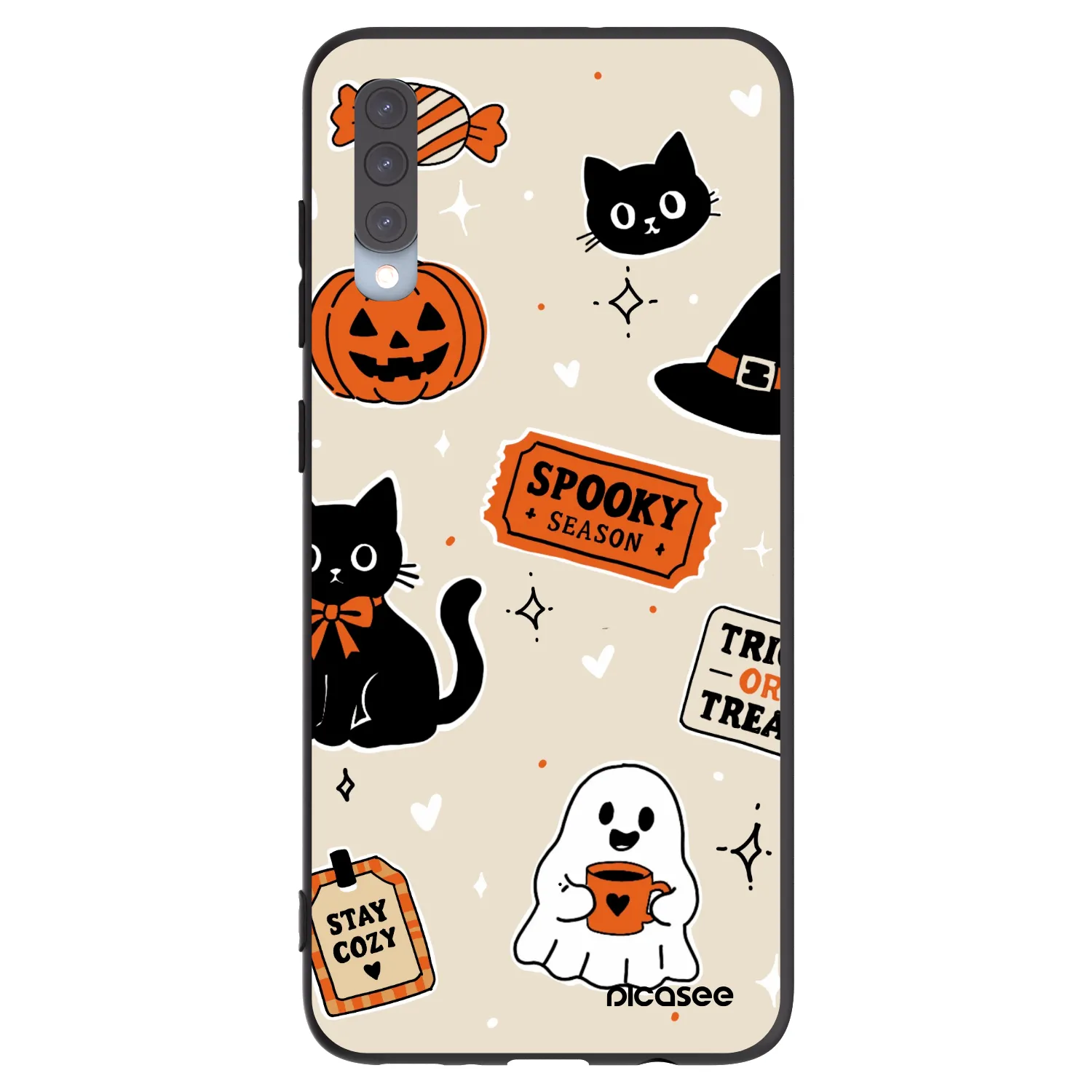 Picasee husă neagră din silicon pentru Samsung Galaxy A70 A705F - Halloween stickers