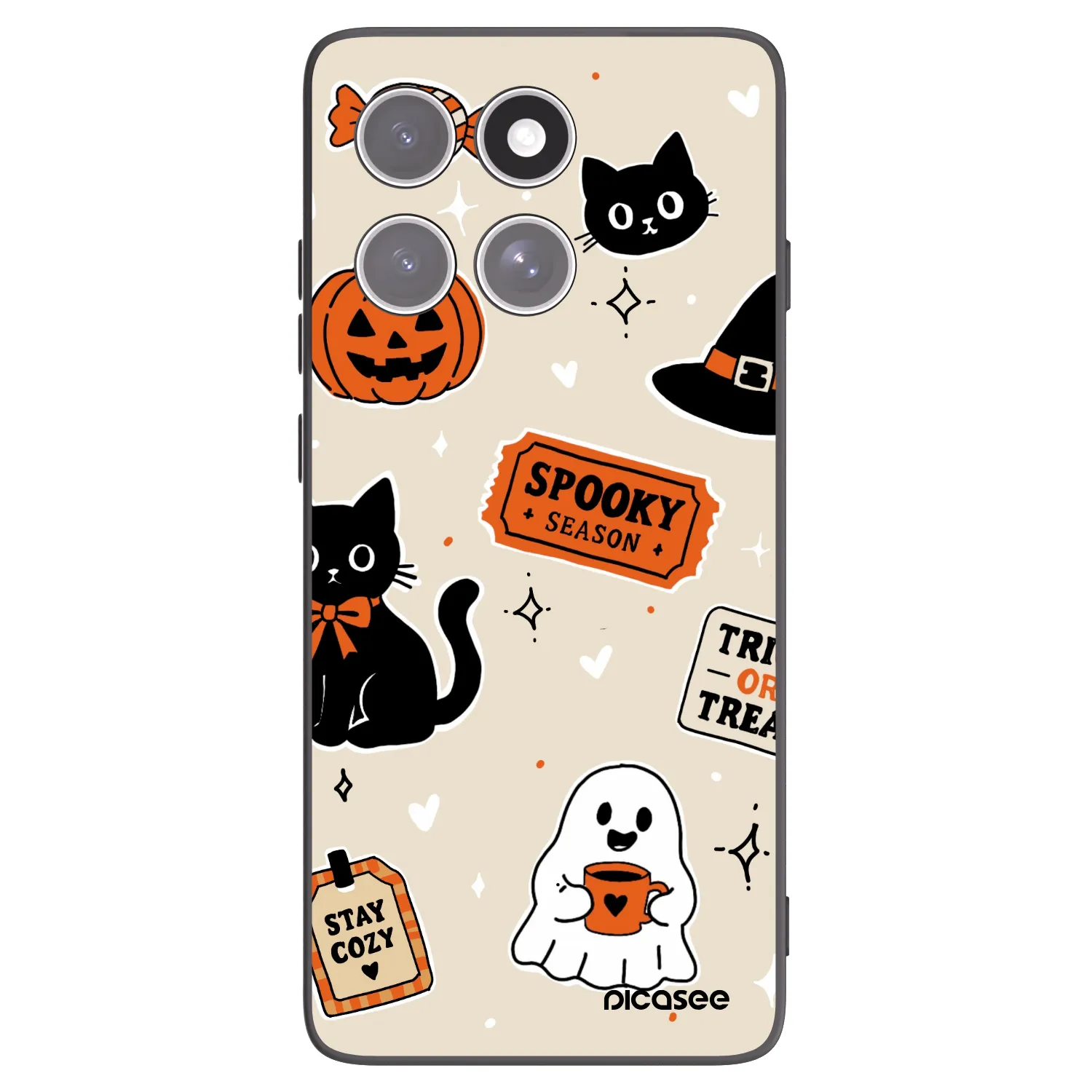 Picasee husă neagră din silicon pentru Motorola Edge 60 Pro - Halloween stickers