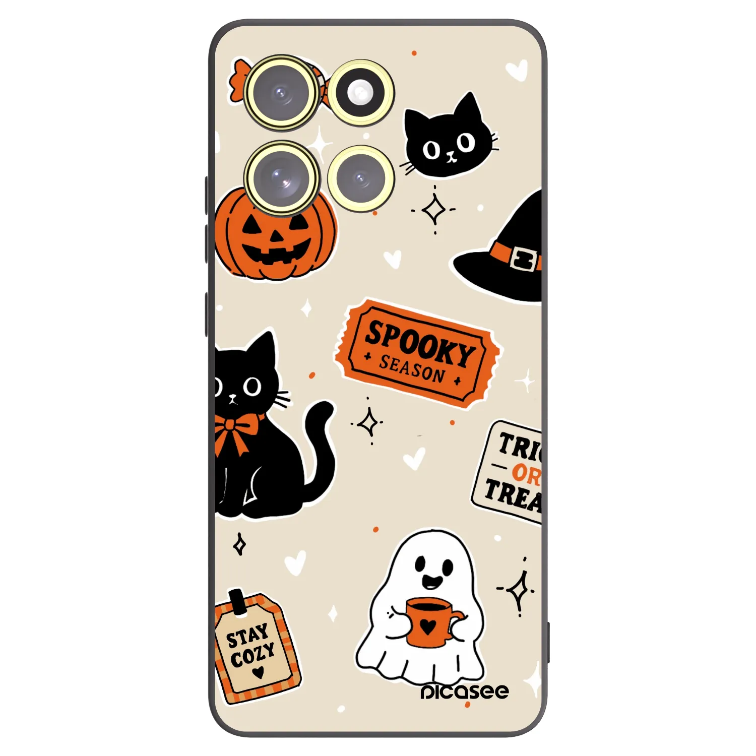 Picasee husă neagră din silicon pentru Motorola Moto G86 Power 5G - Halloween stickers