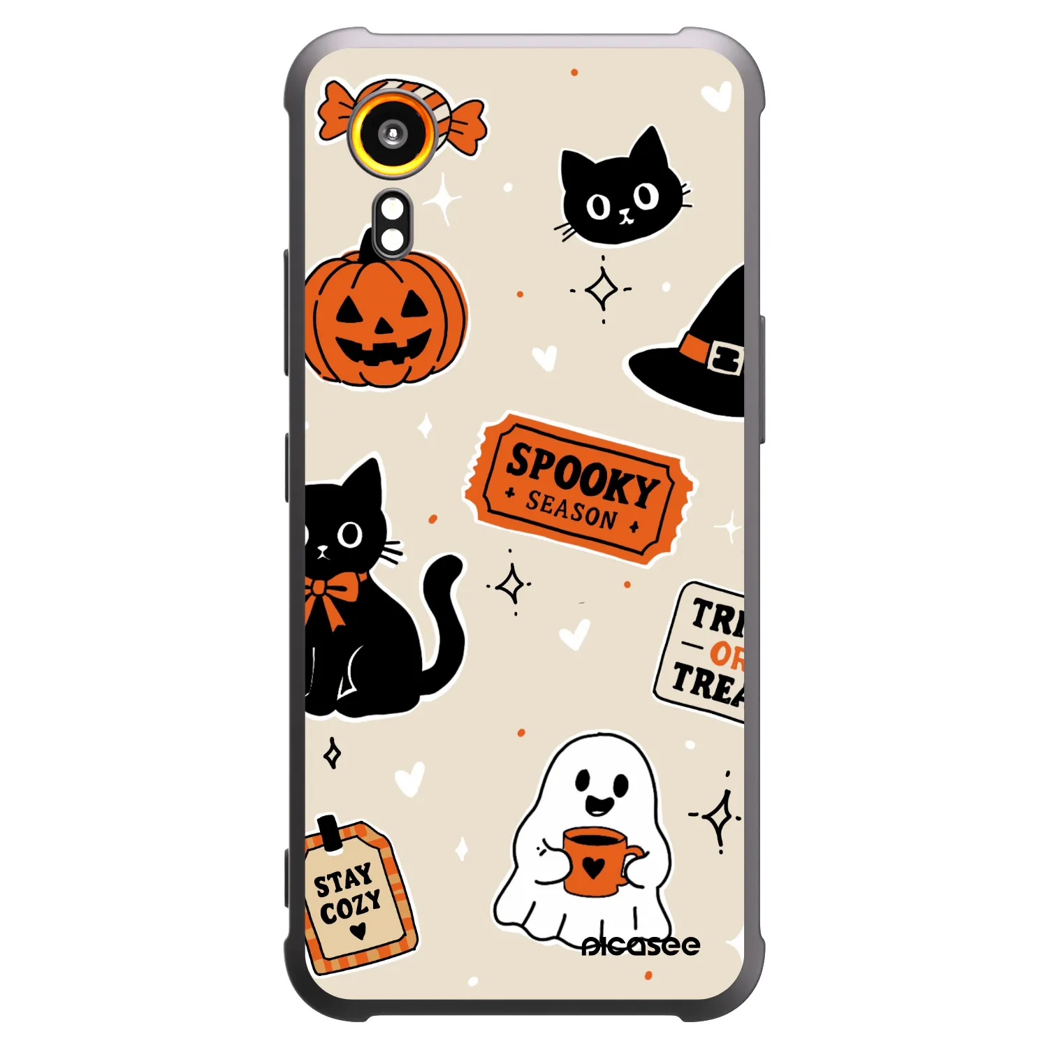 Picasee husă neagră din silicon pentru Samsung Galaxy XCover 7 - Halloween stickers