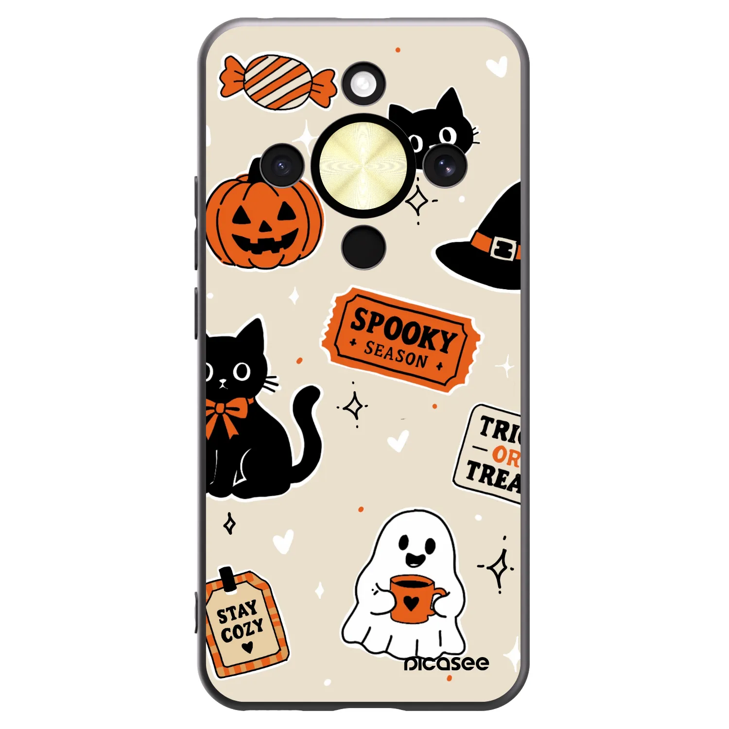 Picasee husă neagră din silicon pentru Honor Magic8 Lite 5G - Halloween stickers