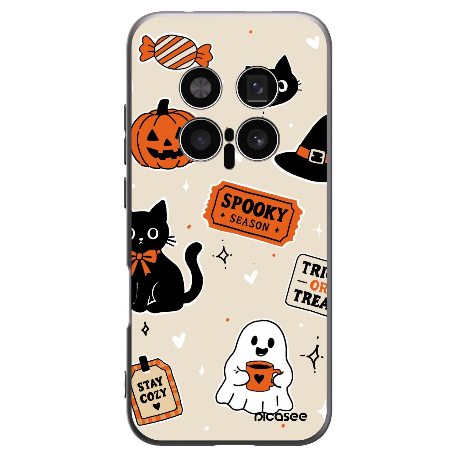 Picasee husă neagră din silicon pentru Honor Magic8 Pro 5G - Halloween stickers