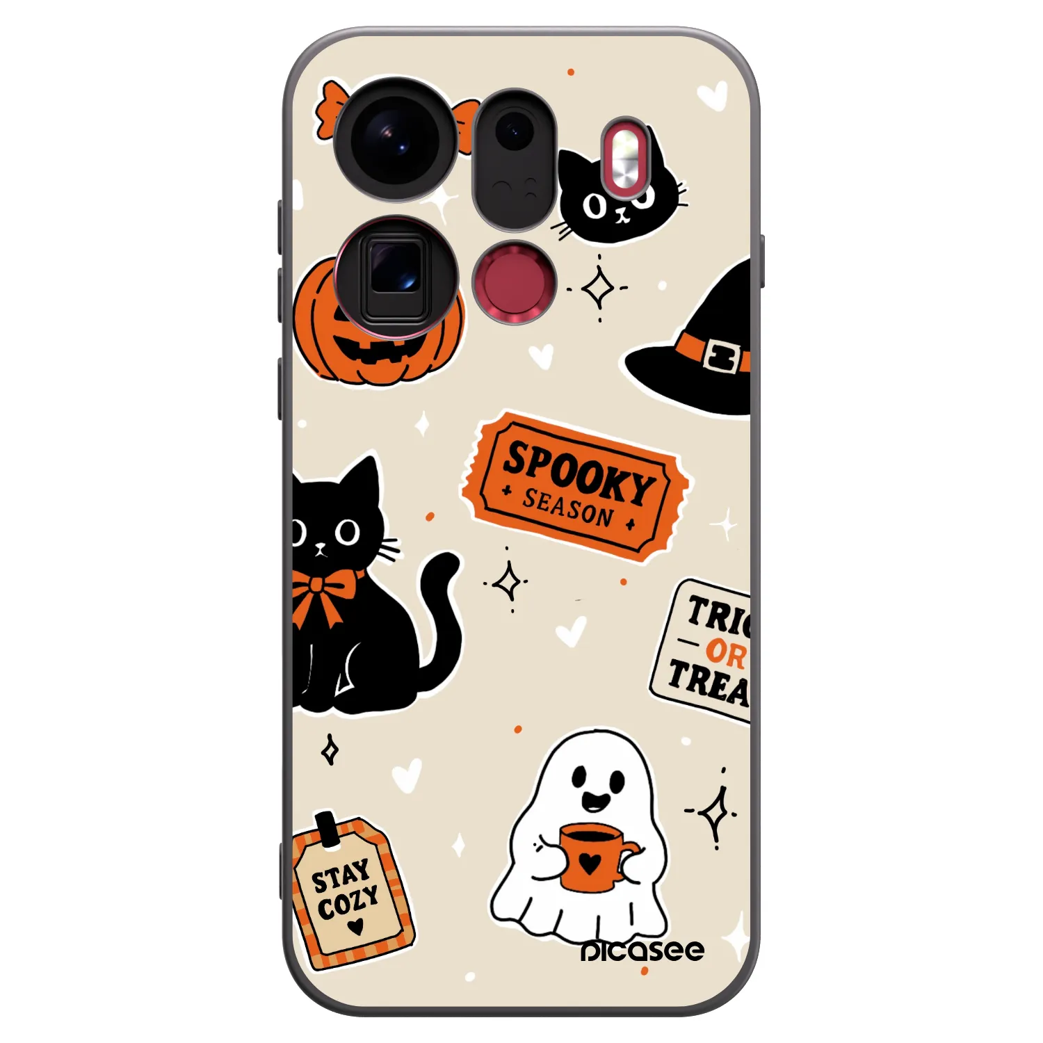 Picasee husă neagră din silicon pentru OPPO Find X9 Pro - Halloween stickers