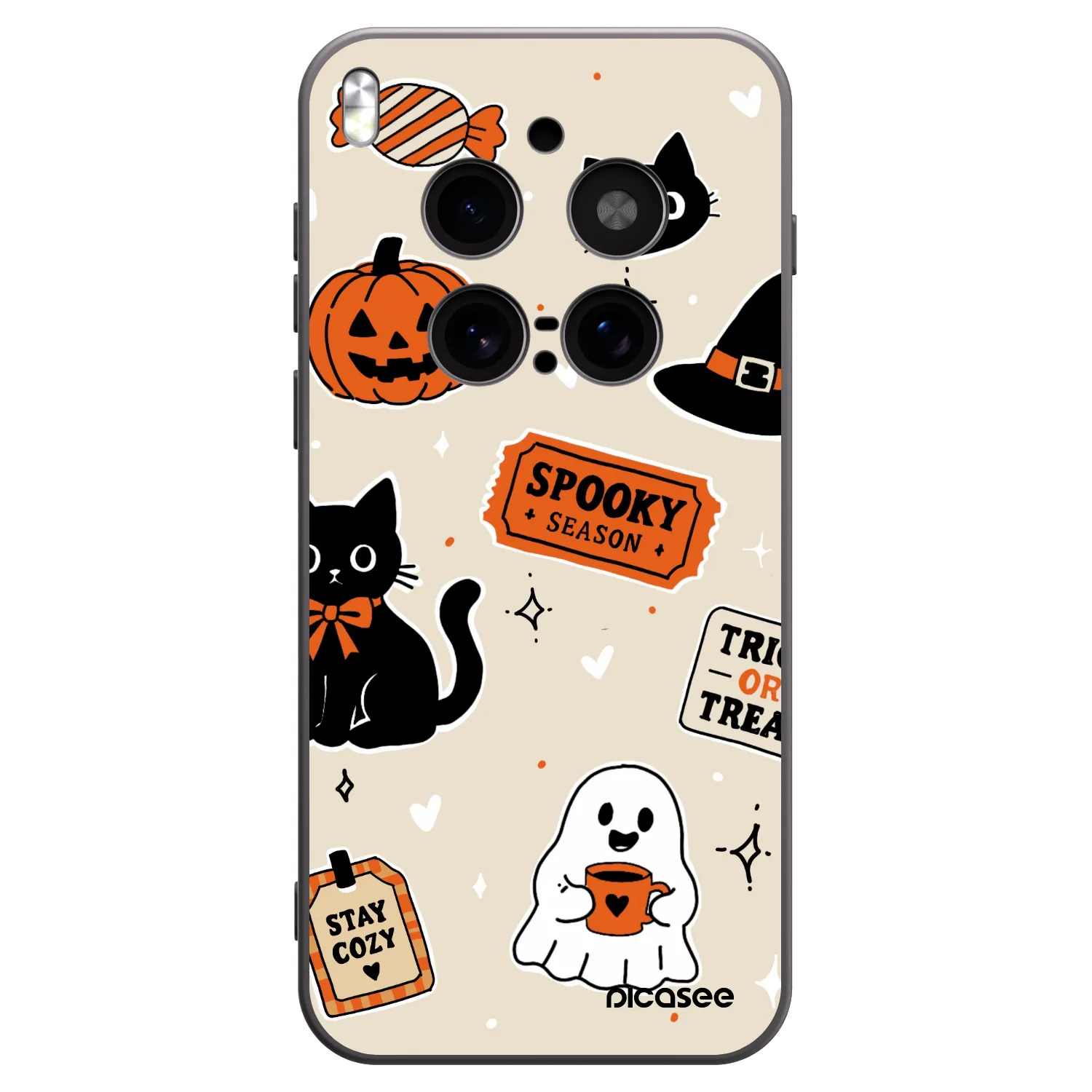 Picasee husă neagră din silicon pentru Vivo X300 Pro - Halloween stickers