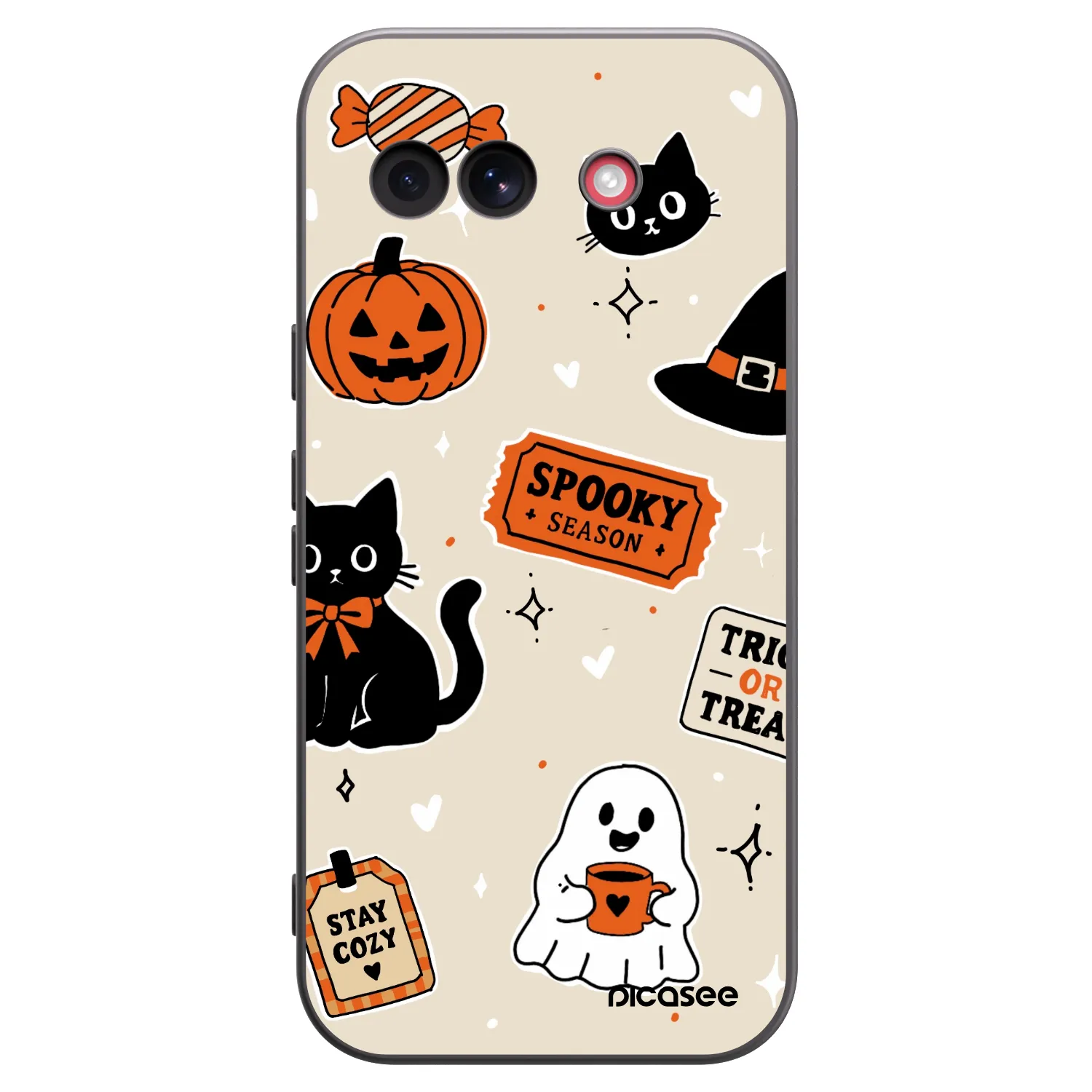 Picasee husă neagră din silicon pentru Google Pixel 10a - Halloween stickers