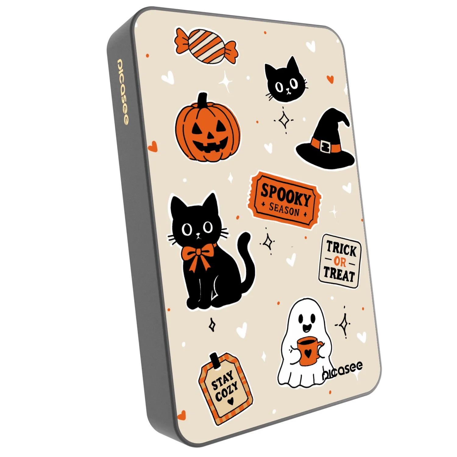 Picasee Powerbank cu MagSafe 10 000 mAh Gri - Halloween stickers