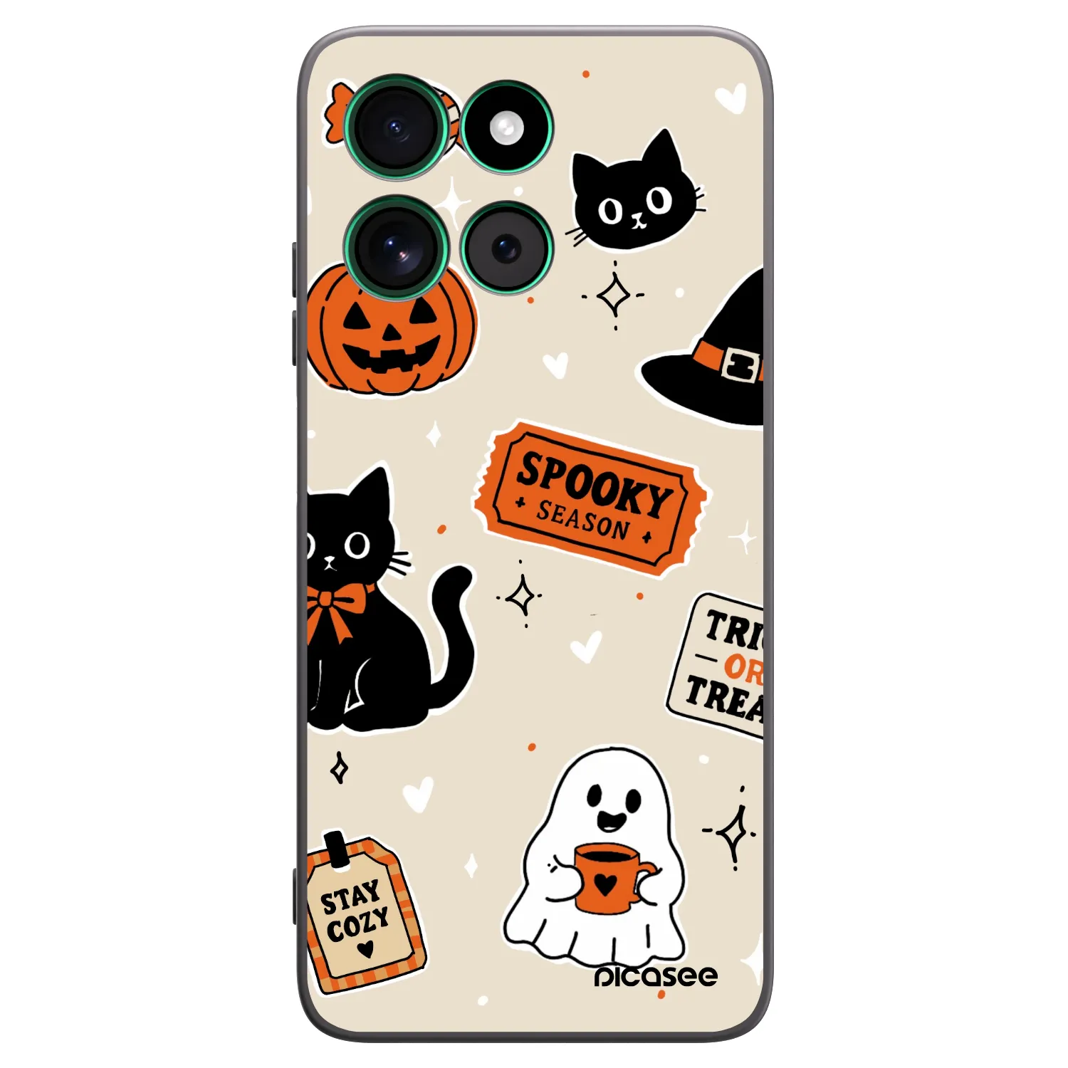 Picasee husă neagră din silicon pentru Motorola Moto G57 Power - Halloween stickers