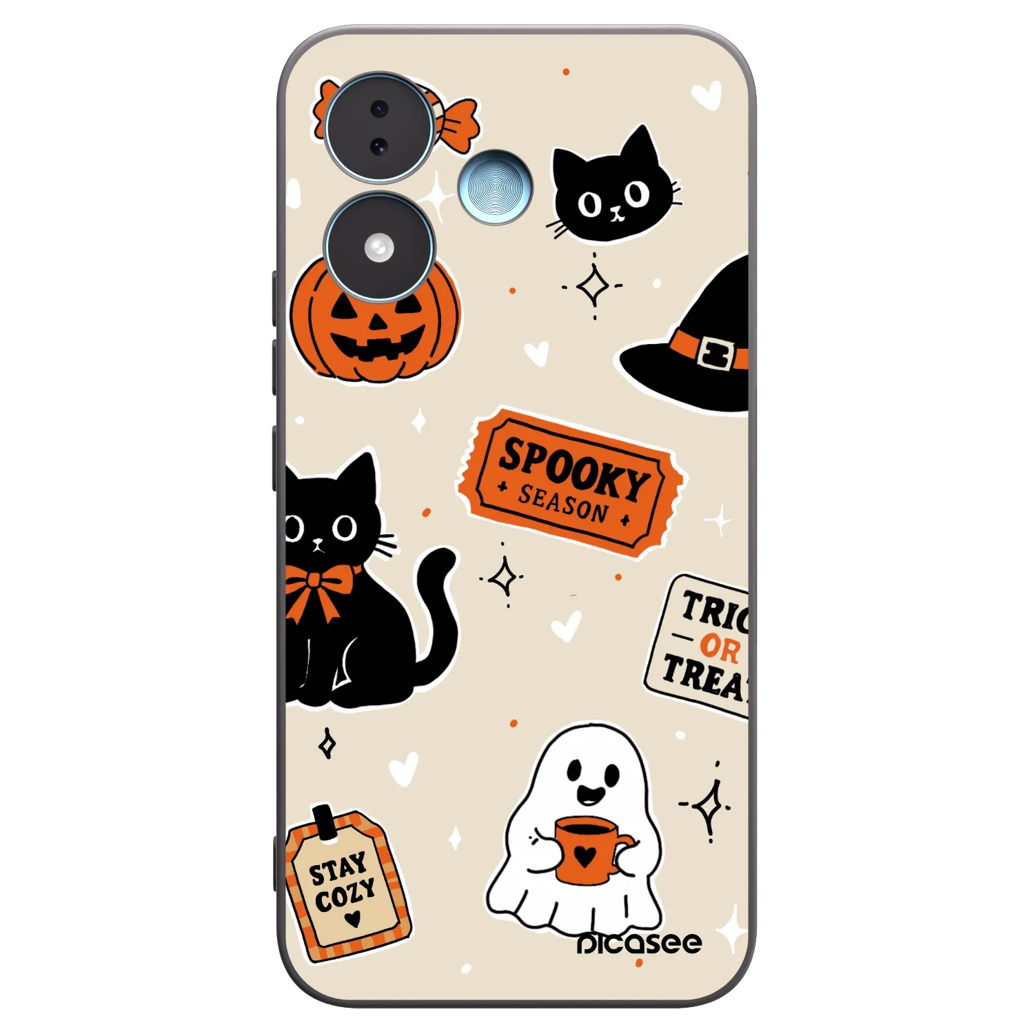 Picasee husă neagră din silicon pentru Xiaomi Redmi Note 17 5G - Halloween stickers