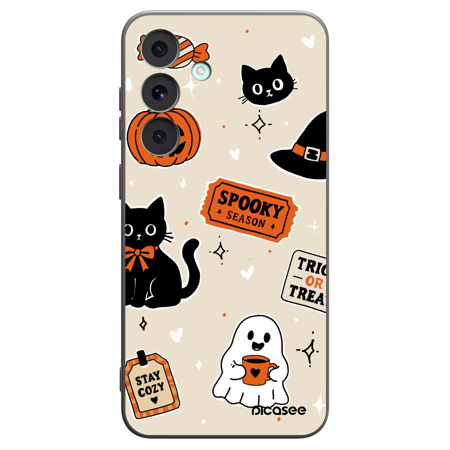 Picasee husă neagră din silicon pentru Samsung Galaxy S26 FE - Halloween stickers