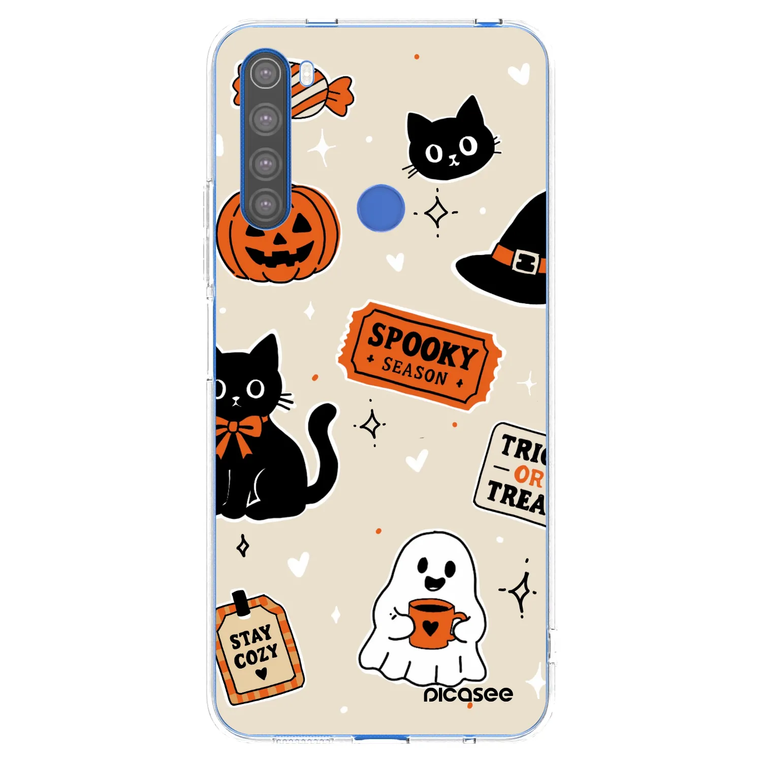 Picasee husă transparentă din silicon pentru Xiaomi Redmi Note 8T - Halloween stickers