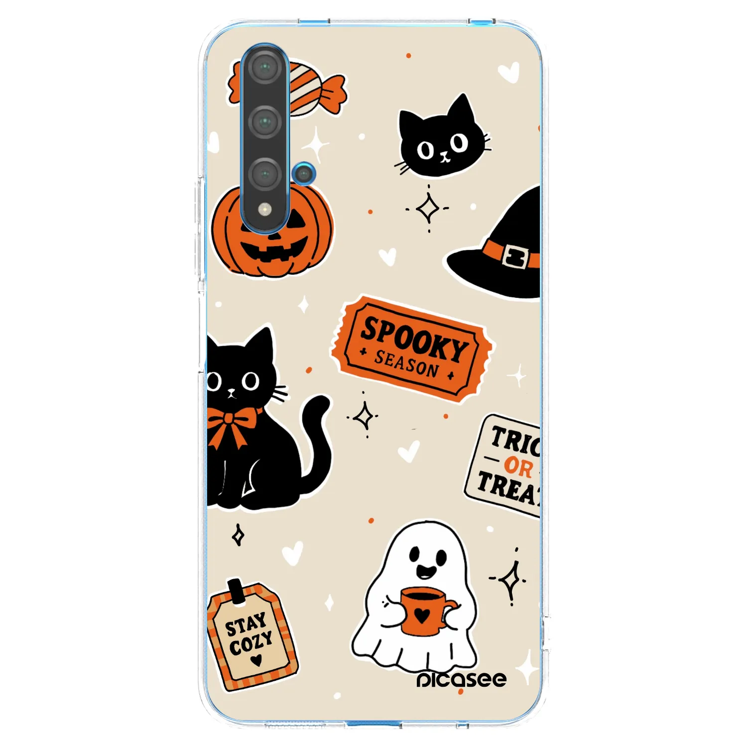 Picasee husă transparentă din silicon pentru Huawei Nova 5T - Halloween stickers
