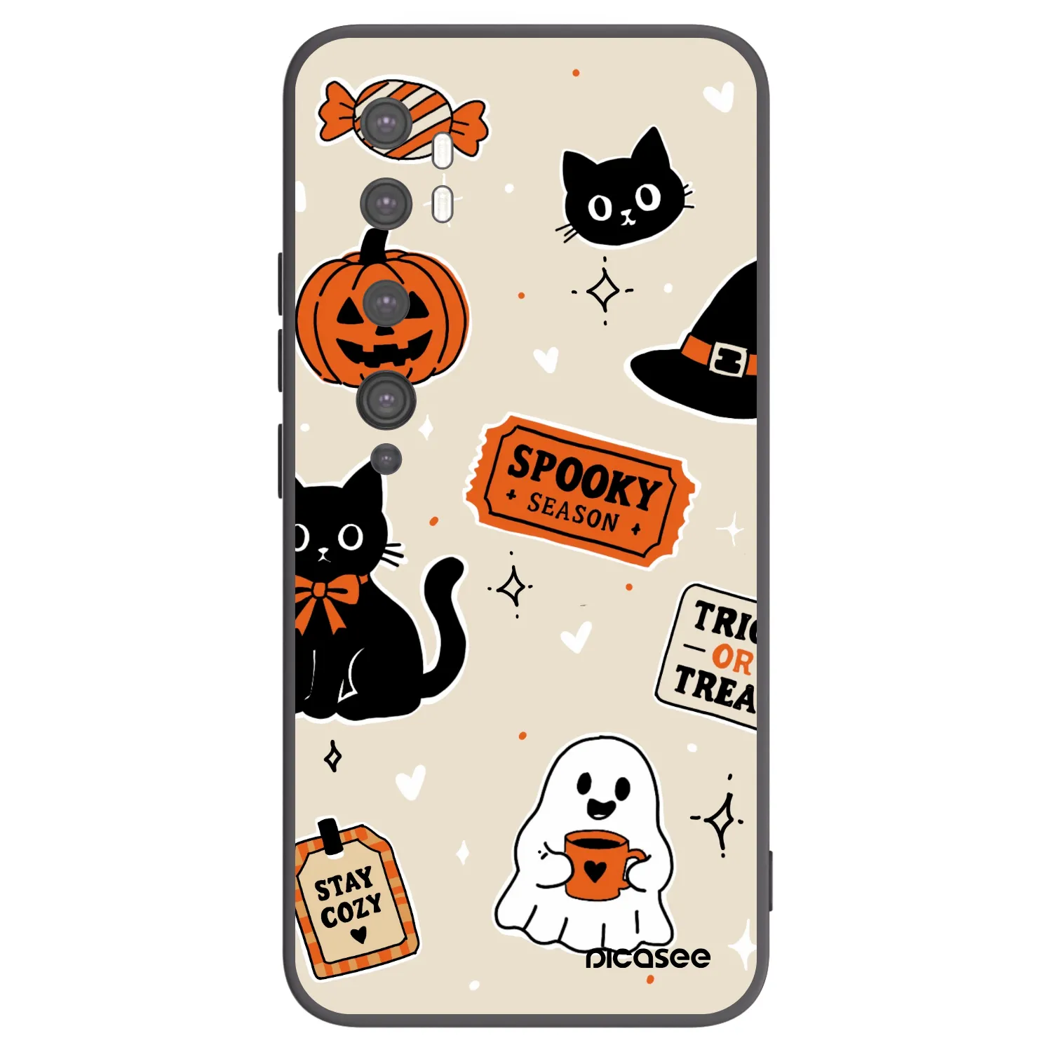 Picasee husă neagră din silicon pentru Xiaomi Mi Note 10 (Pro) - Halloween stickers