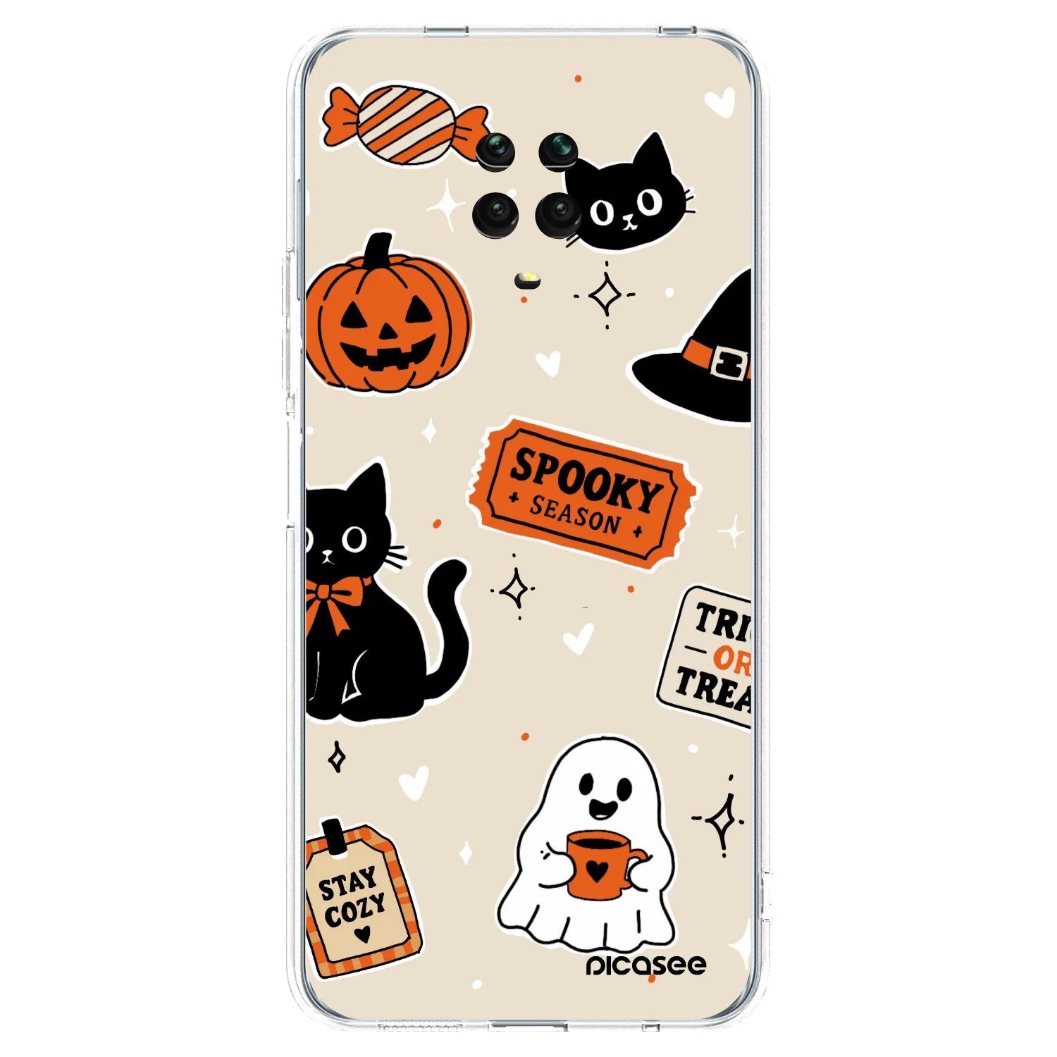 Picasee husă transparentă din silicon pentru Xiaomi Redmi Note 9S - Halloween stickers