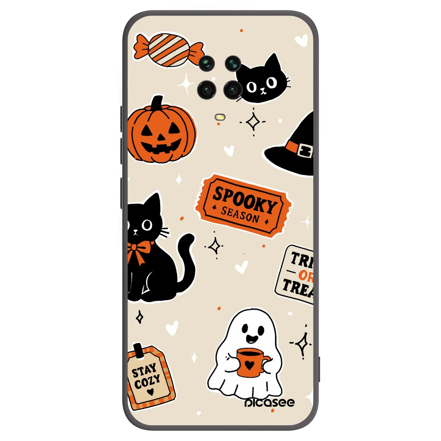 Picasee husă neagră din silicon pentru Xiaomi Redmi Note 9S - Halloween stickers