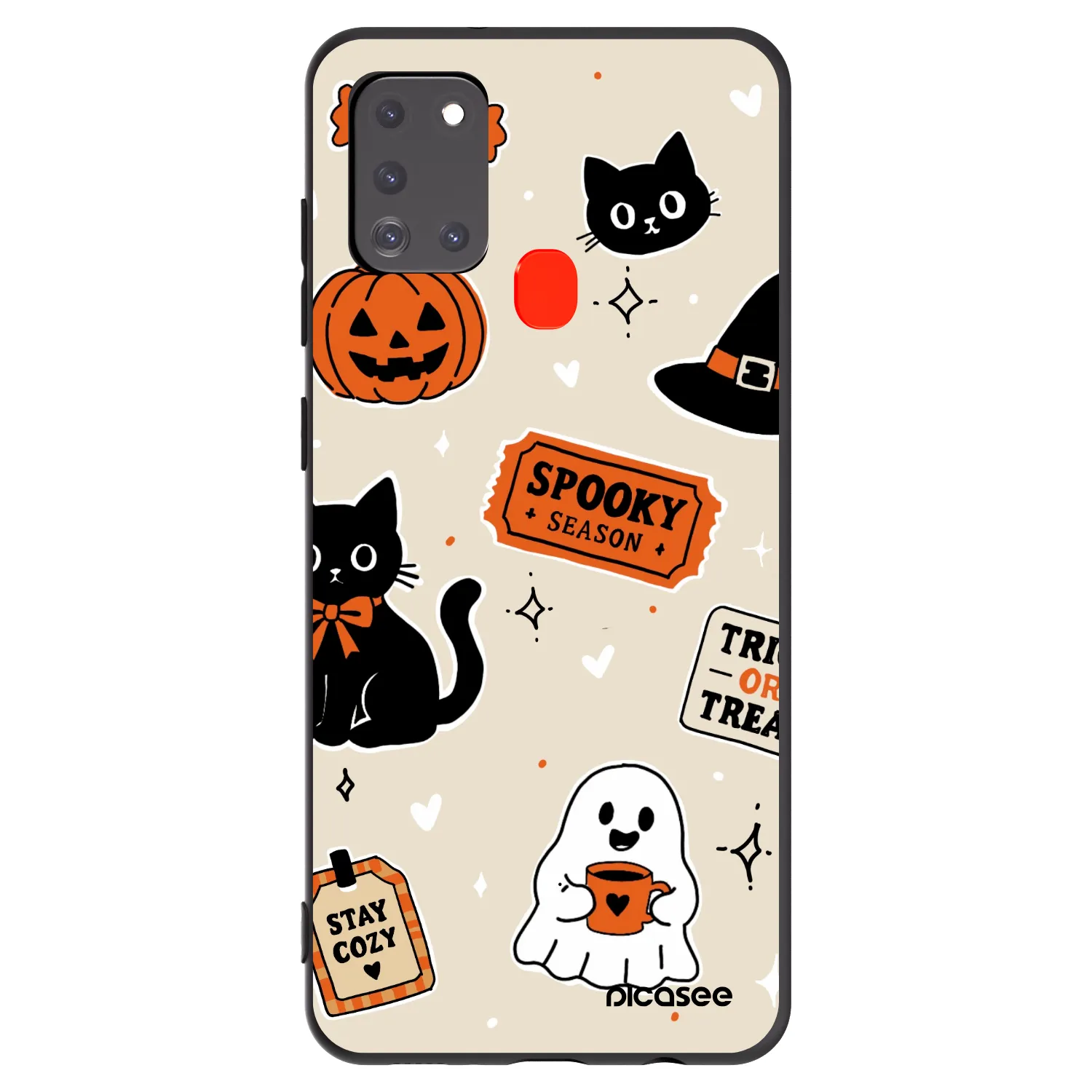 Picasee husă neagră din silicon pentru Samsung Galaxy A21s - Halloween stickers