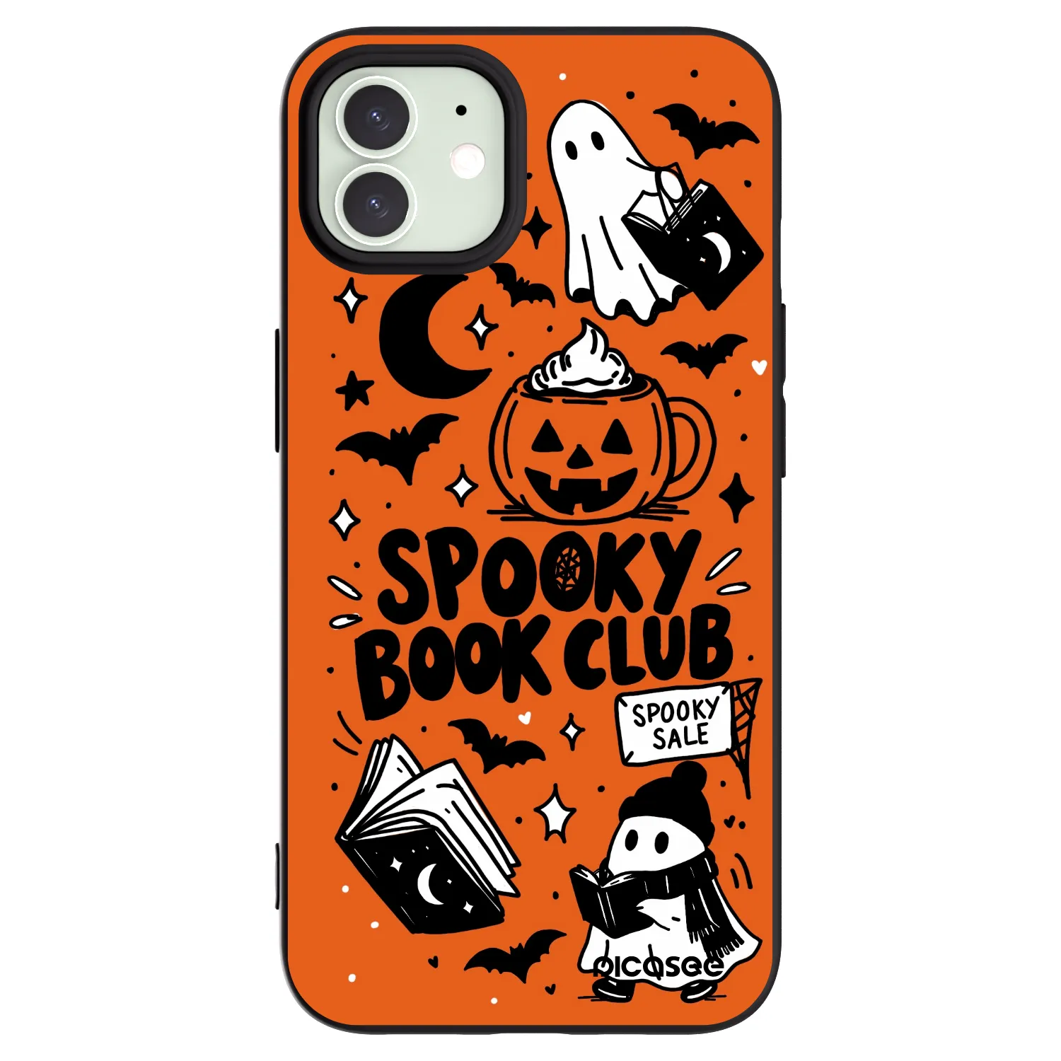 Picasee husă neagră din silicon pentru Apple iPhone 12 - Spooky book club