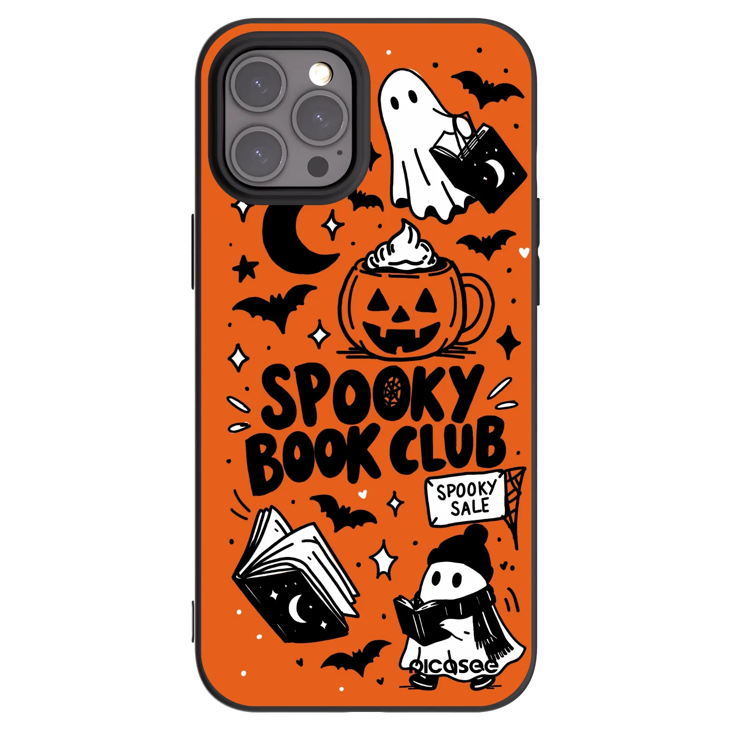 Picasee husă neagră din silicon pentru Apple iPhone 12 Pro Max - Spooky book club