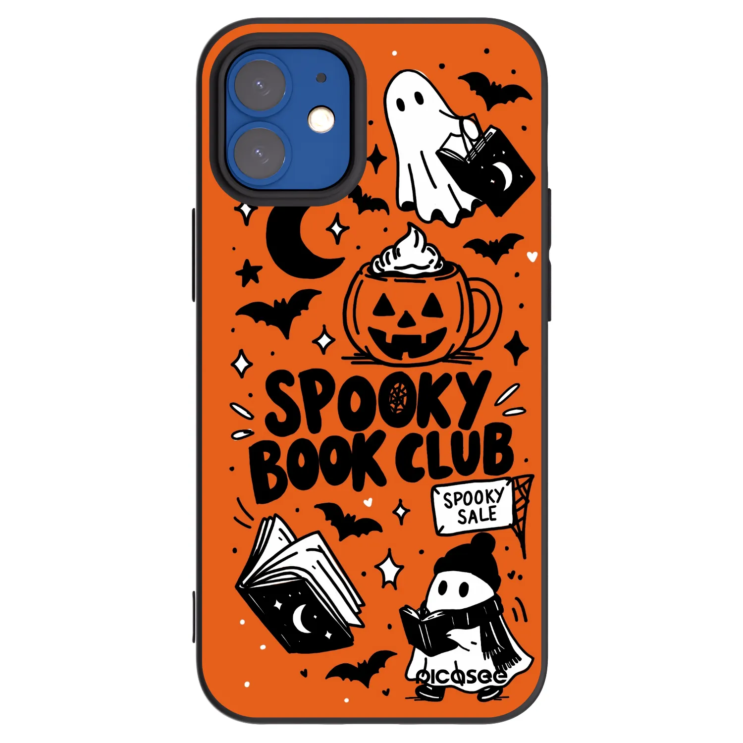 Picasee husă neagră din silicon pentru Apple iPhone 12 mini - Spooky book club