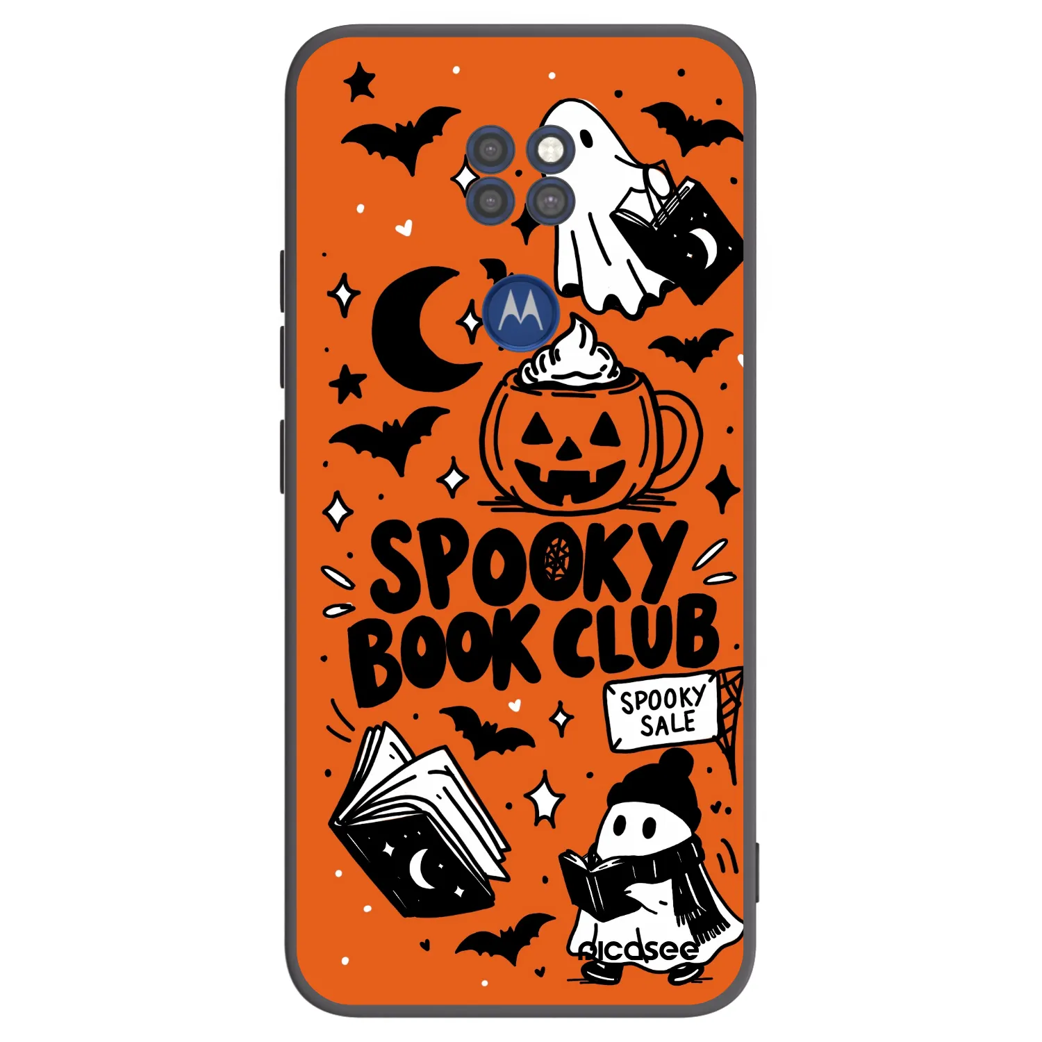 Picasee husă neagră din silicon pentru Motorola Moto G9 Play - Spooky book club