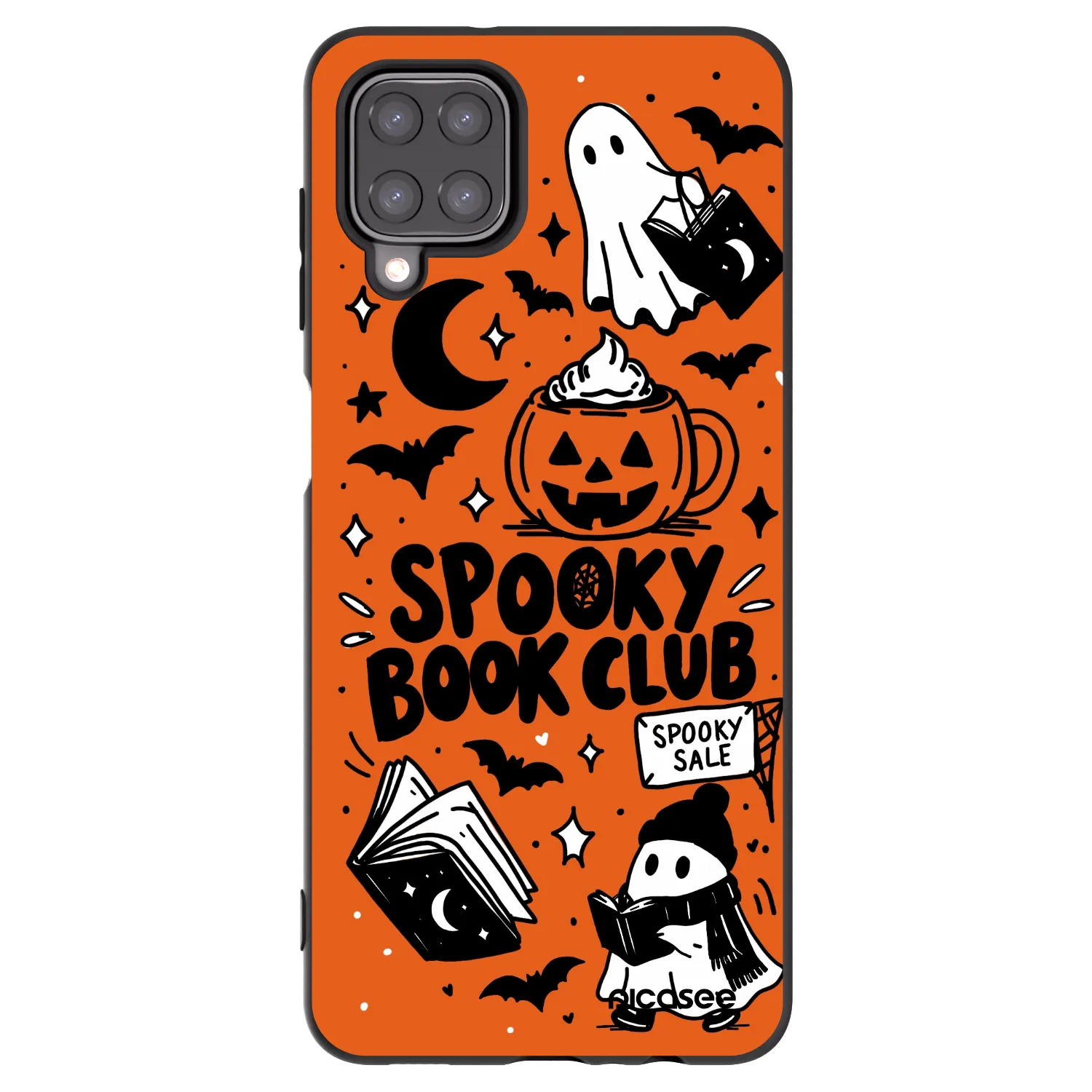 Picasee husă neagră din silicon pentru Samsung Galaxy A12 A125F - Spooky book club