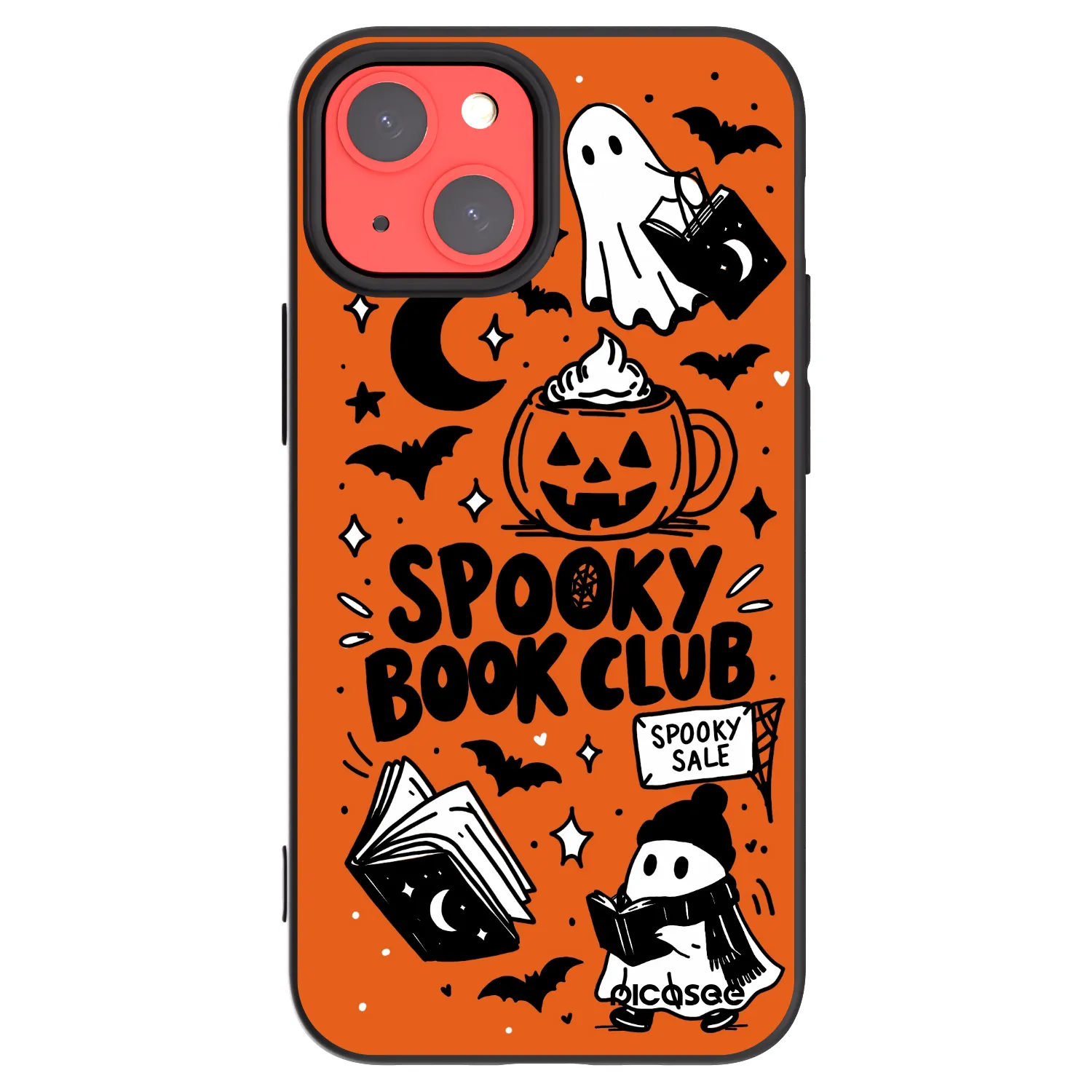 Picasee husă neagră din silicon pentru Apple iPhone 13 mini - Spooky book club