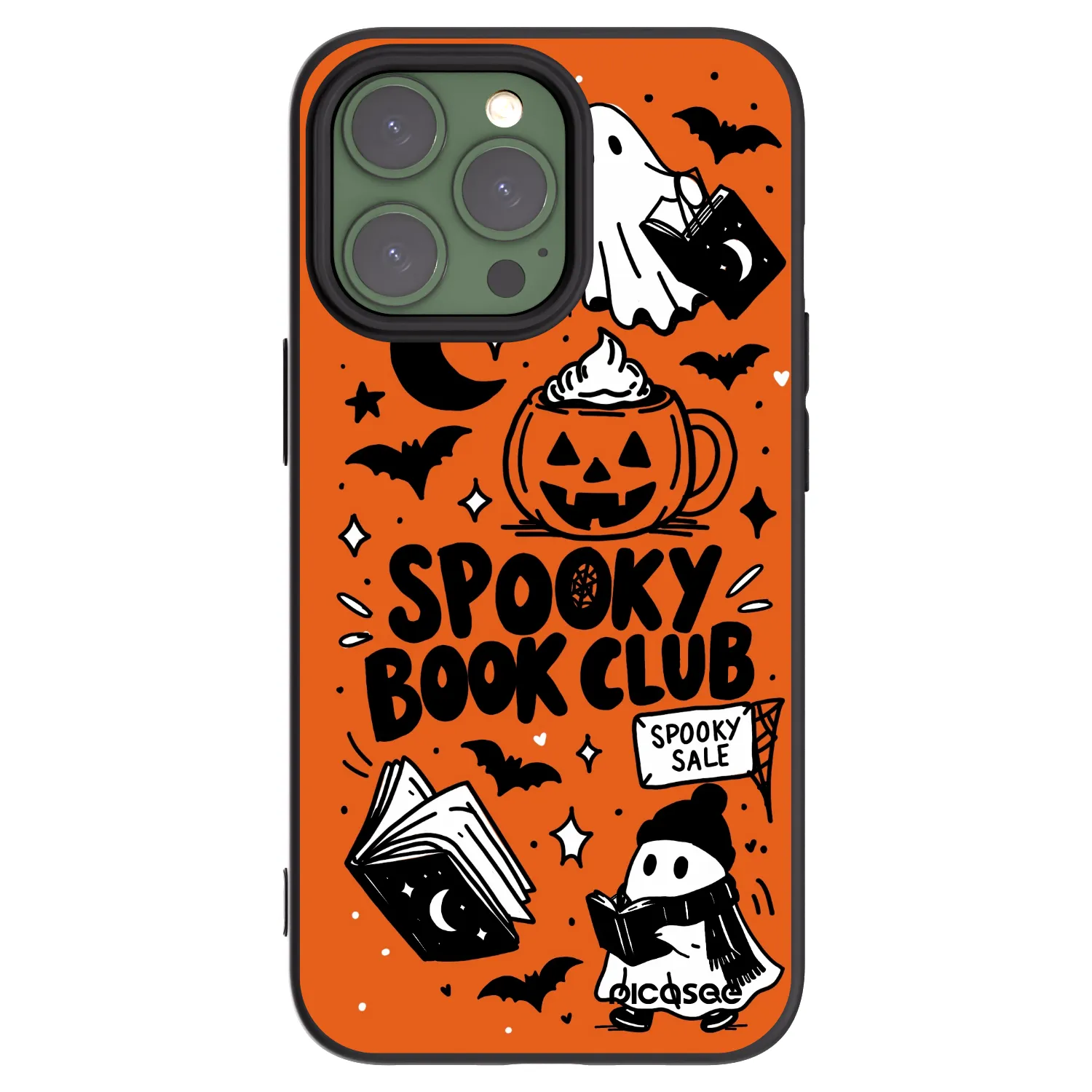 Picasee husă neagră din silicon pentru Apple iPhone 13 Pro - Spooky book club