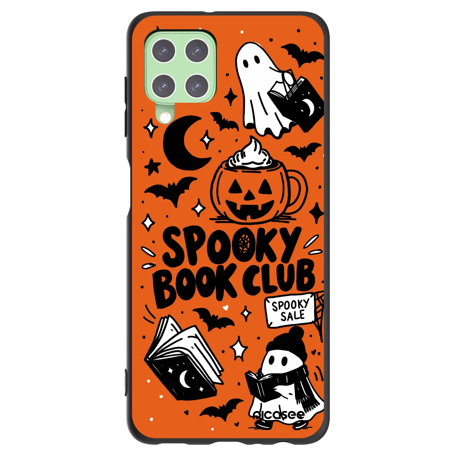 Picasee husă neagră din silicon pentru Samsung Galaxy A22 A225F 4G - Spooky book club