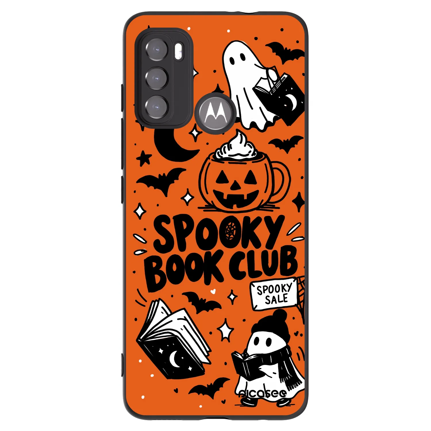 Picasee husă neagră din silicon pentru Motorola Moto G60 - Spooky book club
