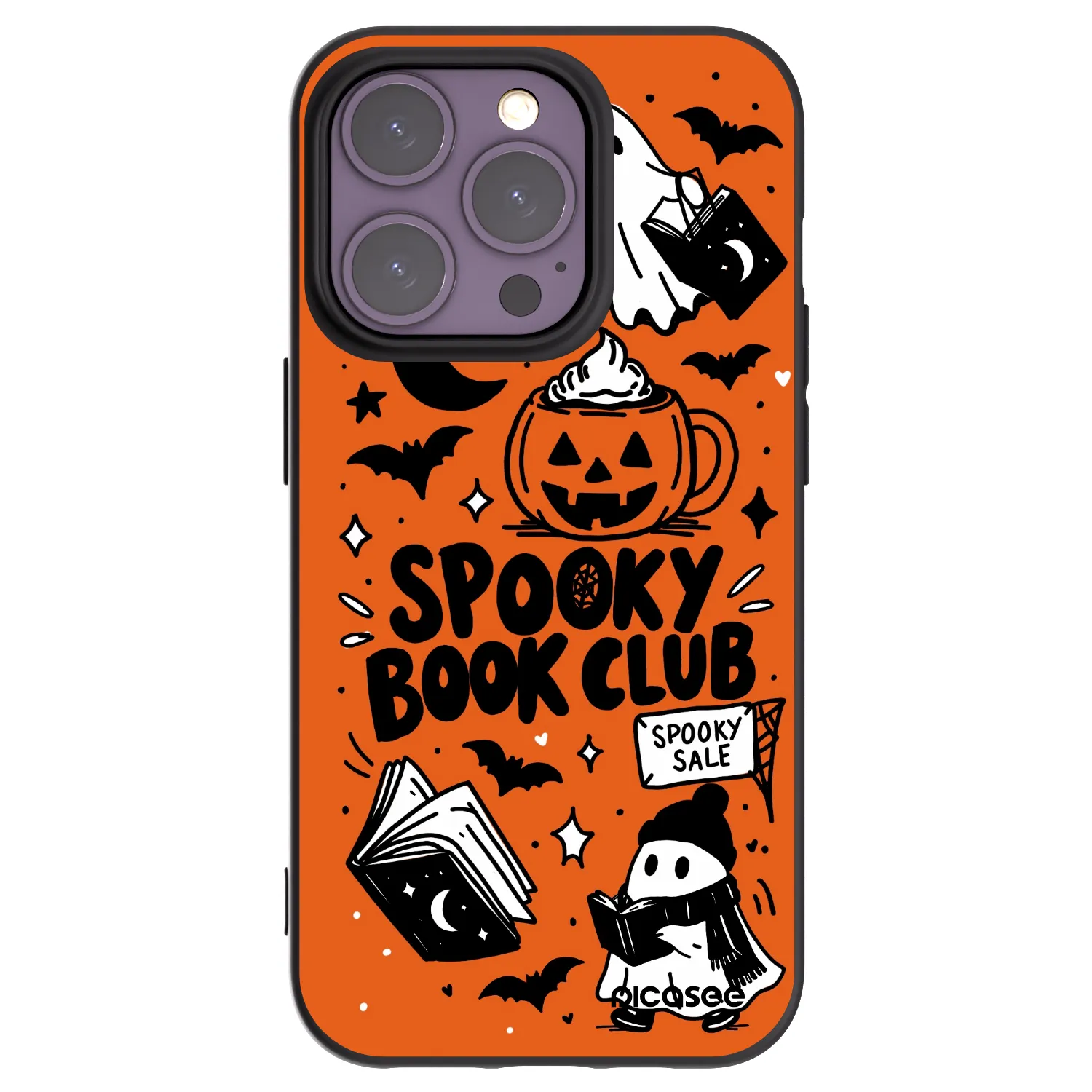 Picasee husă neagră din silicon pentru Apple iPhone 14 Pro - Spooky book club
