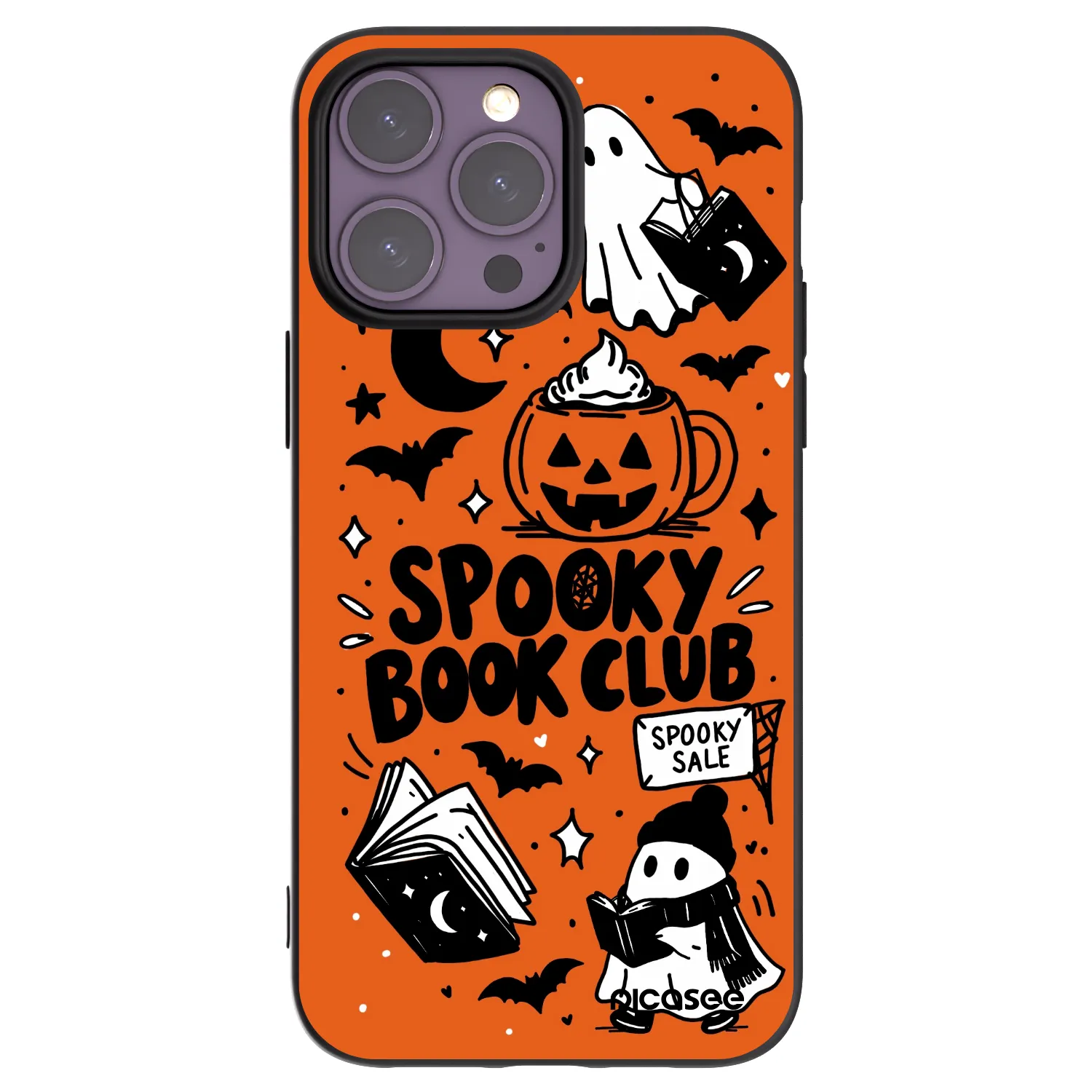 Picasee husă neagră din silicon pentru Apple iPhone 14 Pro Max - Spooky book club