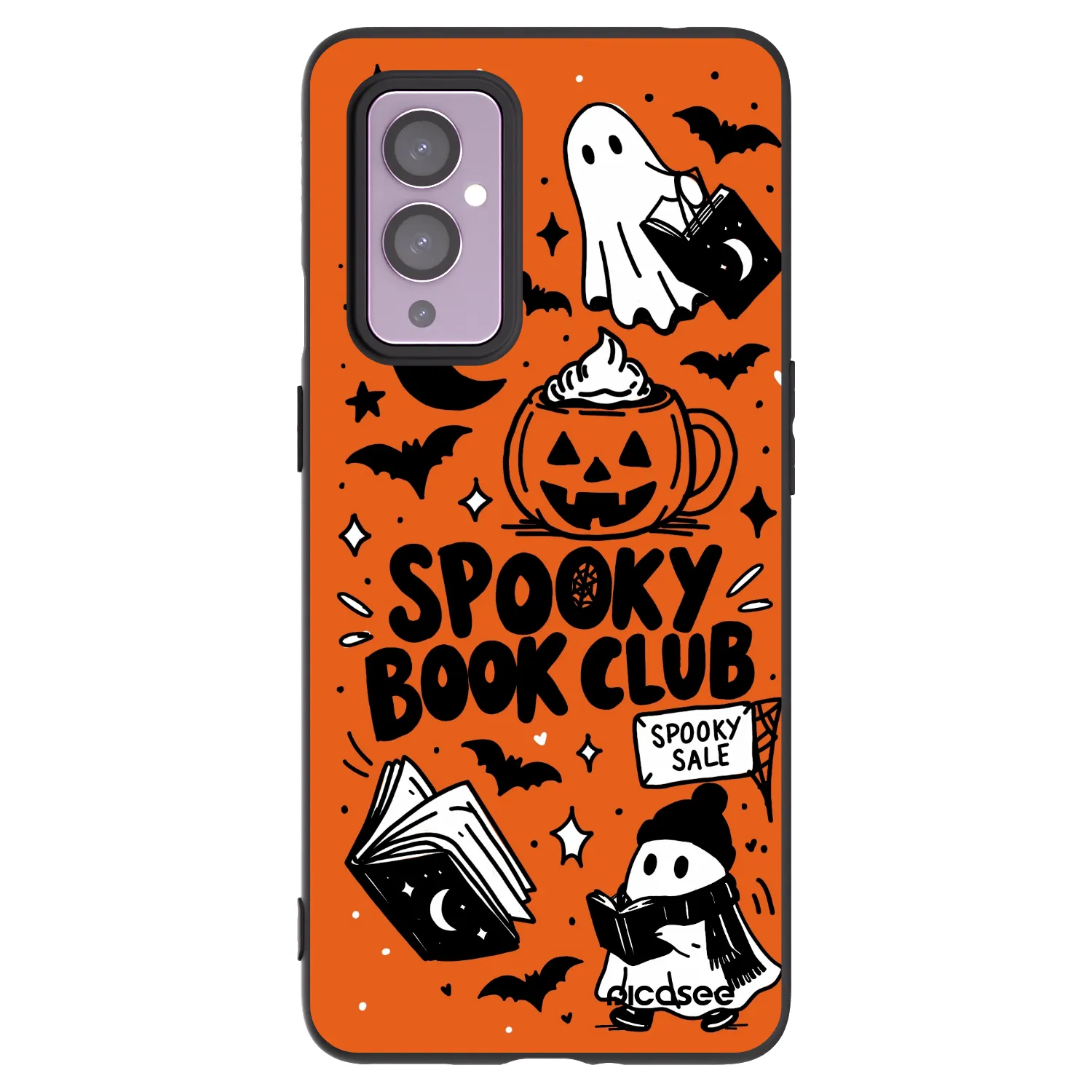 Picasee husă neagră din silicon pentru OnePlus 9 - Spooky book club