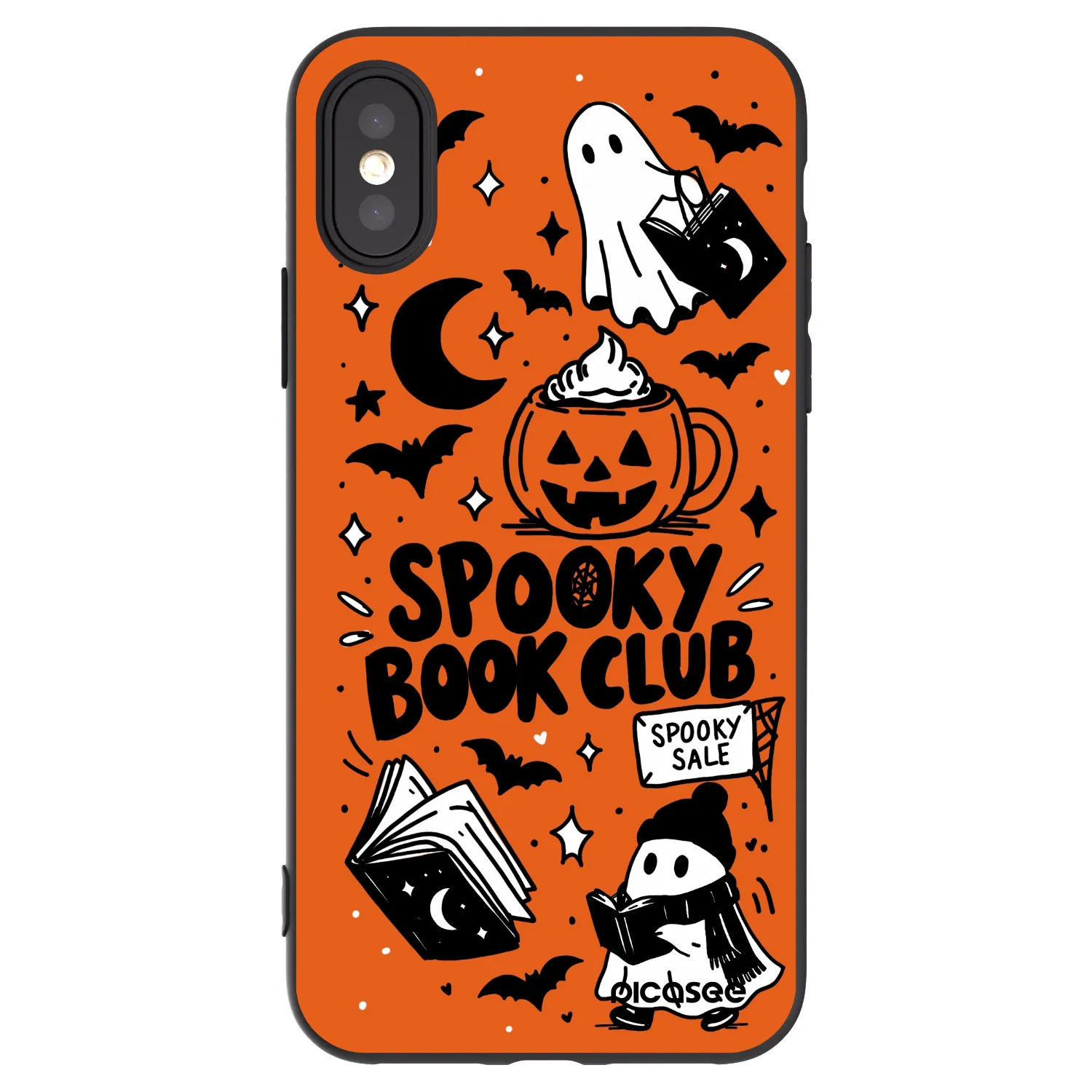 Picasee husă neagră din silicon pentru Apple iPhone X/XS - Spooky book club