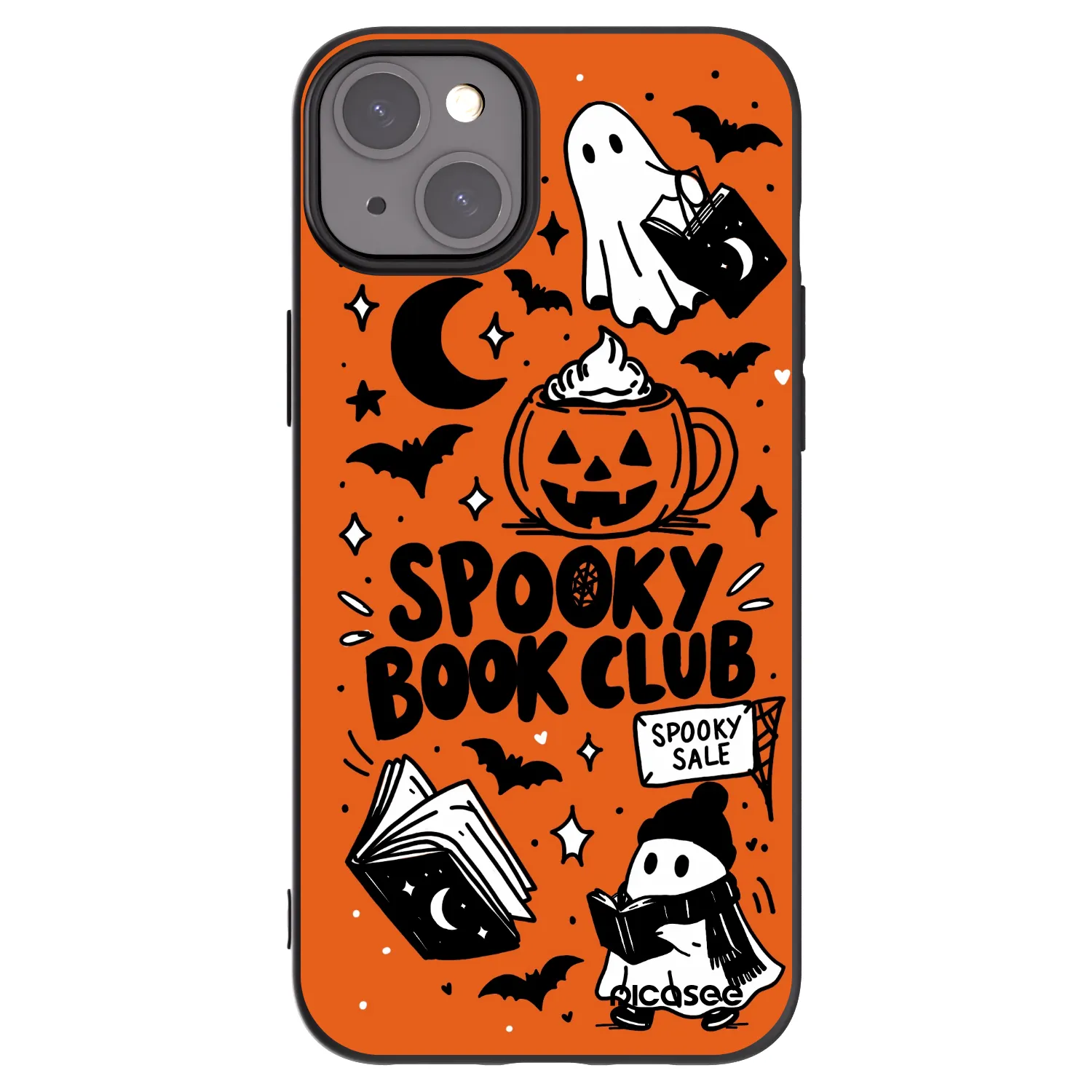Picasee husă neagră din silicon pentru Apple iPhone 15 Plus - Spooky book club