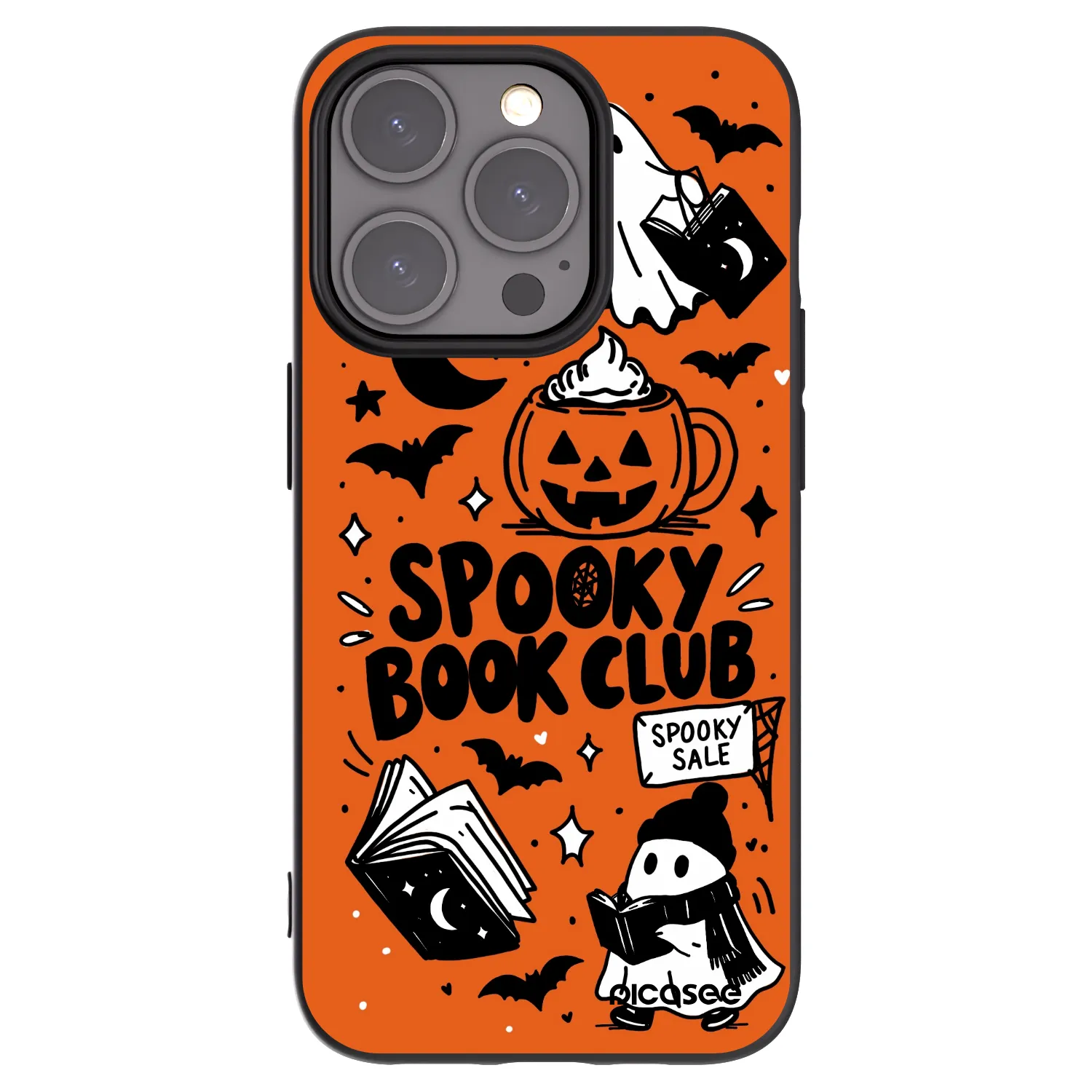 Picasee husă neagră din silicon pentru Apple iPhone 15 Pro - Spooky book club