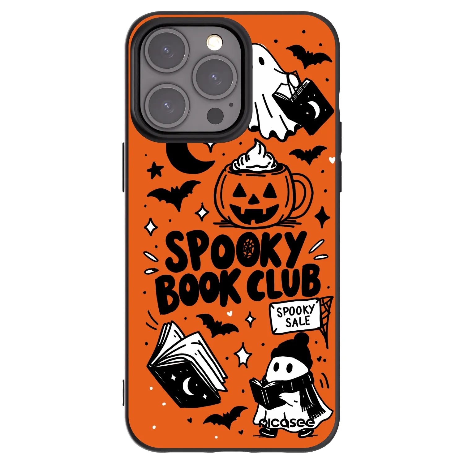 Picasee husă neagră din silicon pentru Apple iPhone 15 Pro Max - Spooky book club