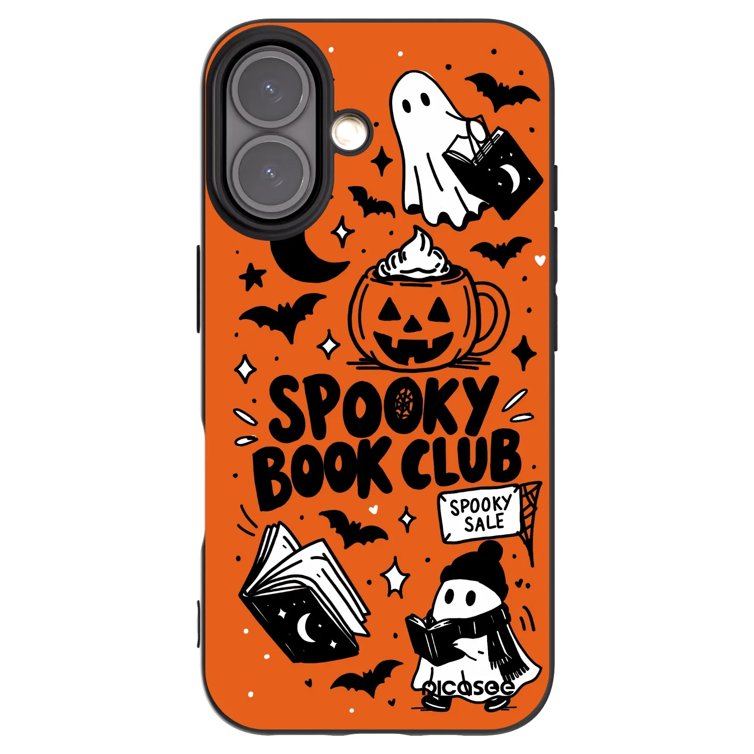 Picasee husă neagră din silicon pentru Apple iPhone 16 - Spooky book club