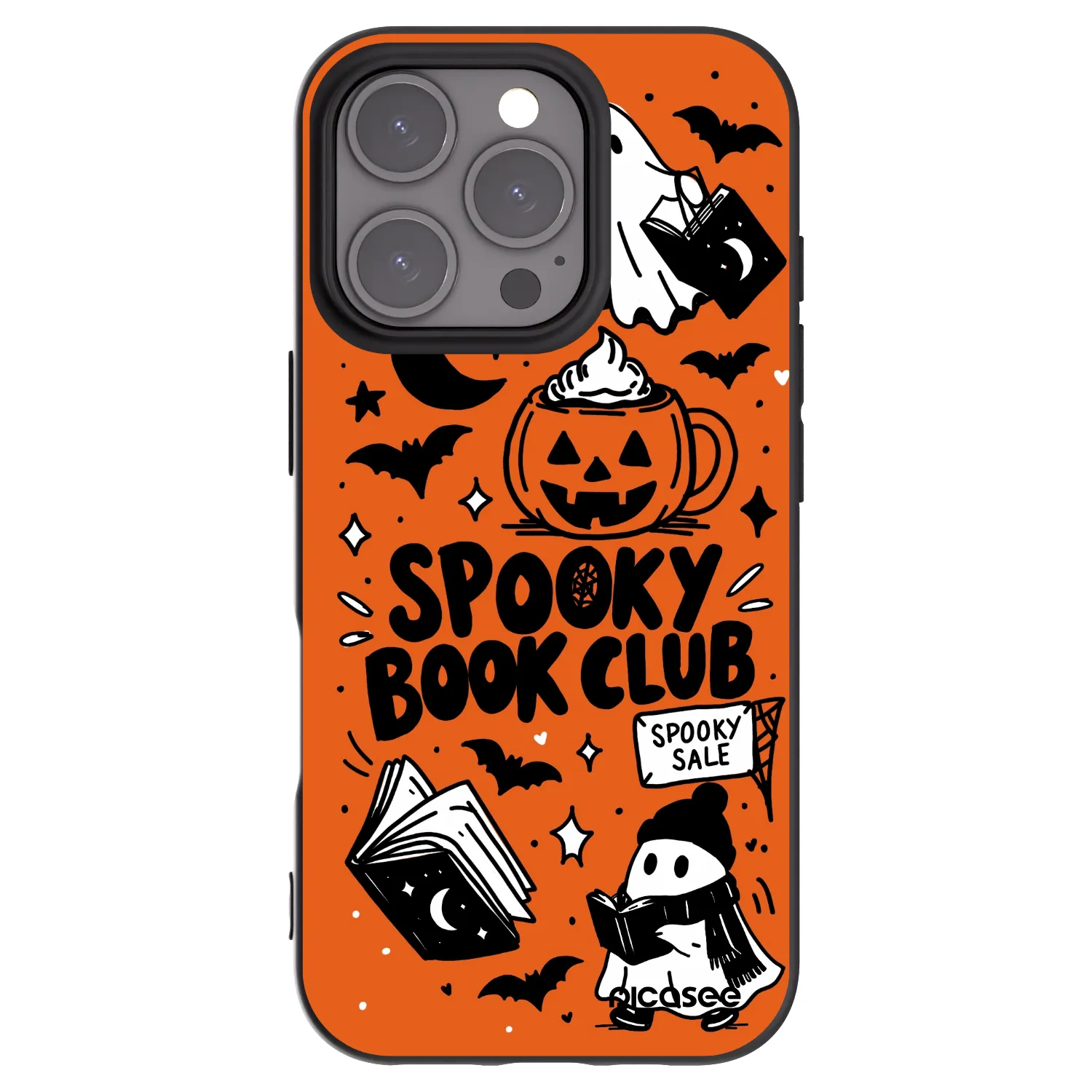 Picasee husă neagră din silicon pentru Apple iPhone 16 Pro - Spooky book club
