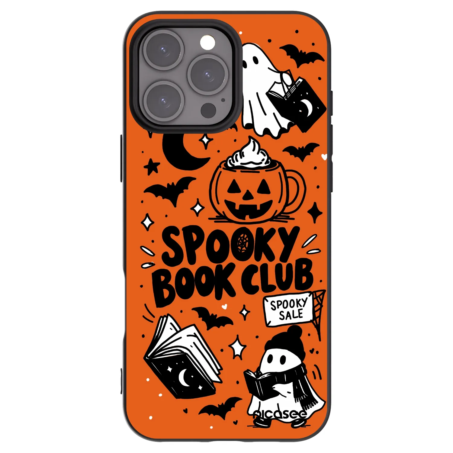Picasee husă neagră din silicon pentru Apple iPhone 16 Pro Max - Spooky book club