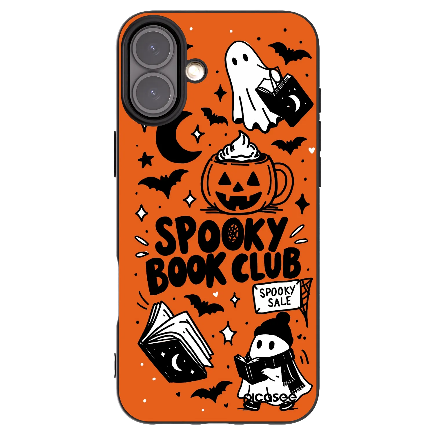 Picasee husă neagră din silicon pentru Apple iPhone 16 Plus - Spooky book club
