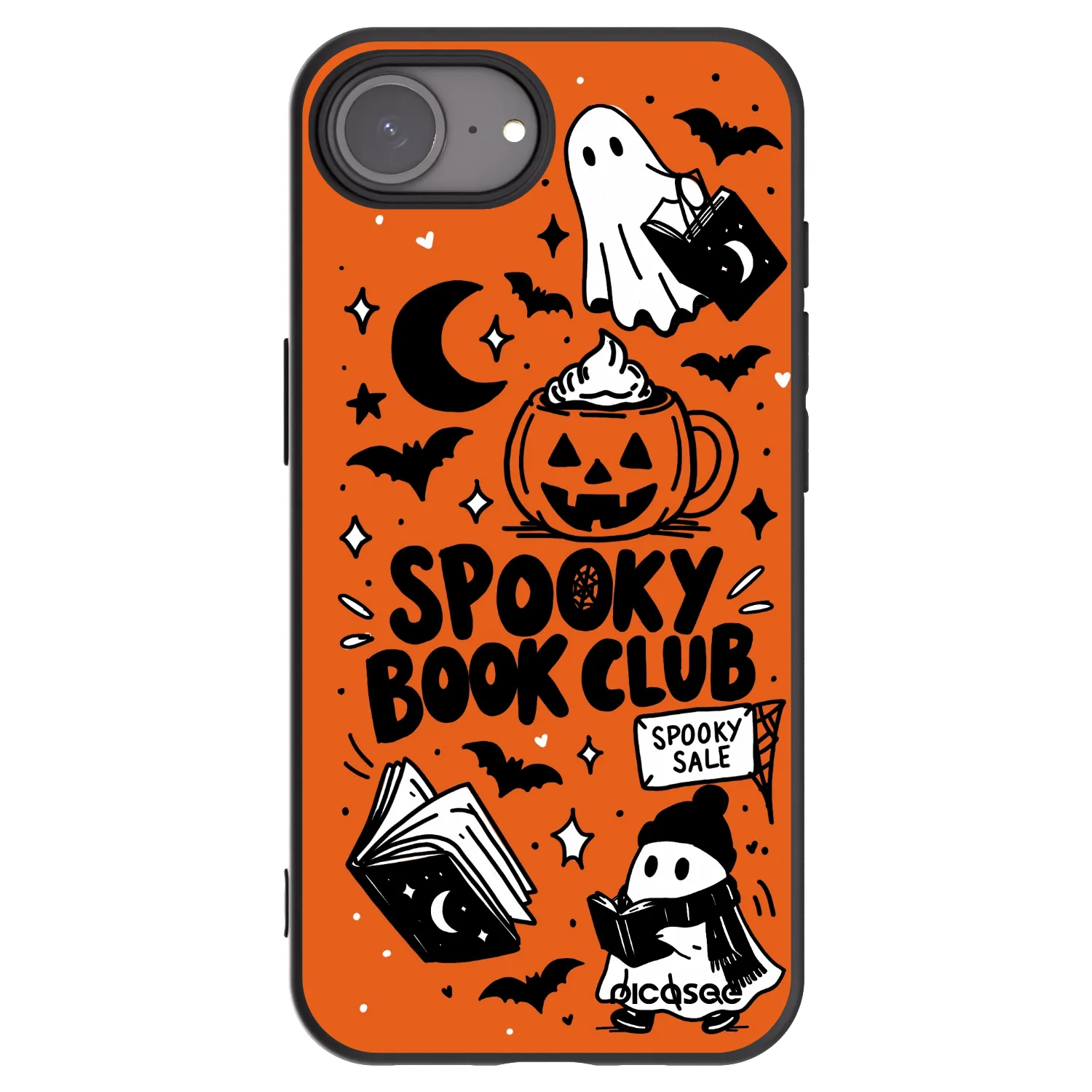 Picasee husă neagră din silicon pentru Apple iPhone 16e - Spooky book club