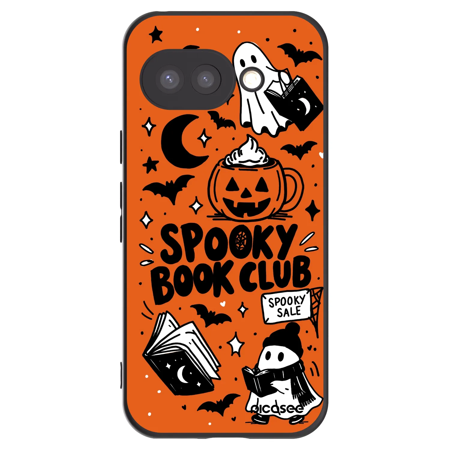 Picasee husă neagră din silicon pentru Google Pixel 9a - Spooky book club