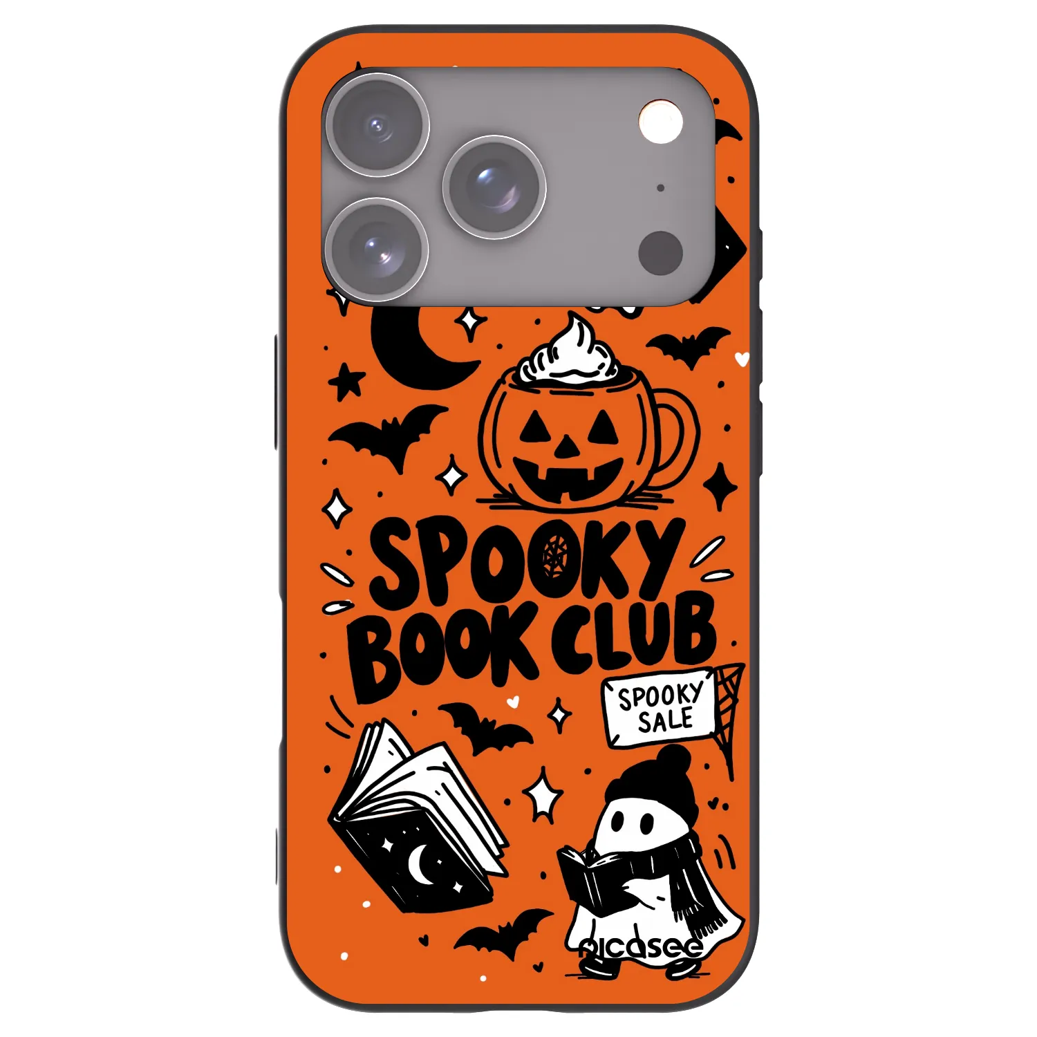 Picasee husă neagră din silicon pentru Apple iPhone 17 Pro - Spooky book club