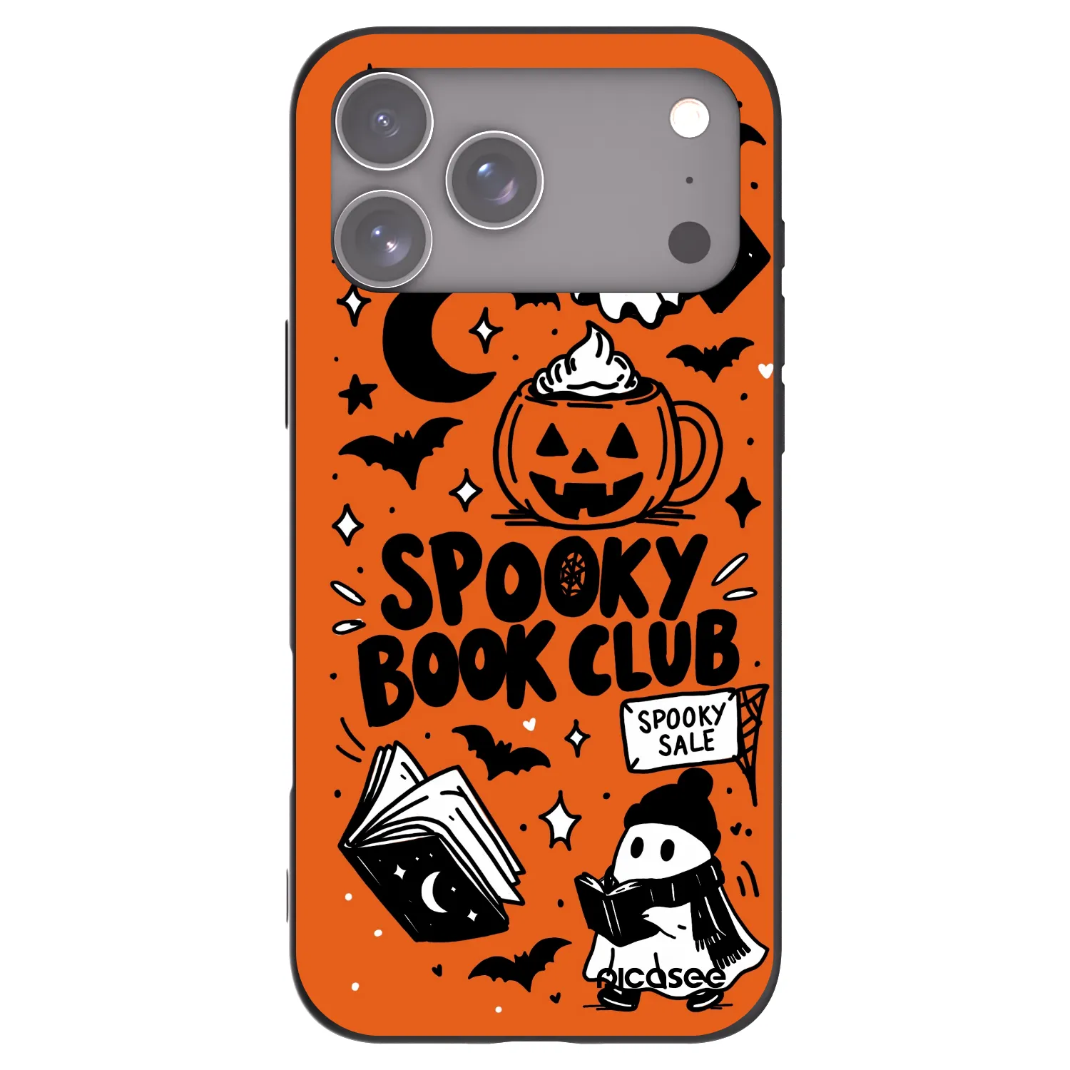 Picasee husă neagră din silicon pentru Apple iPhone 17 Pro Max - Spooky book club