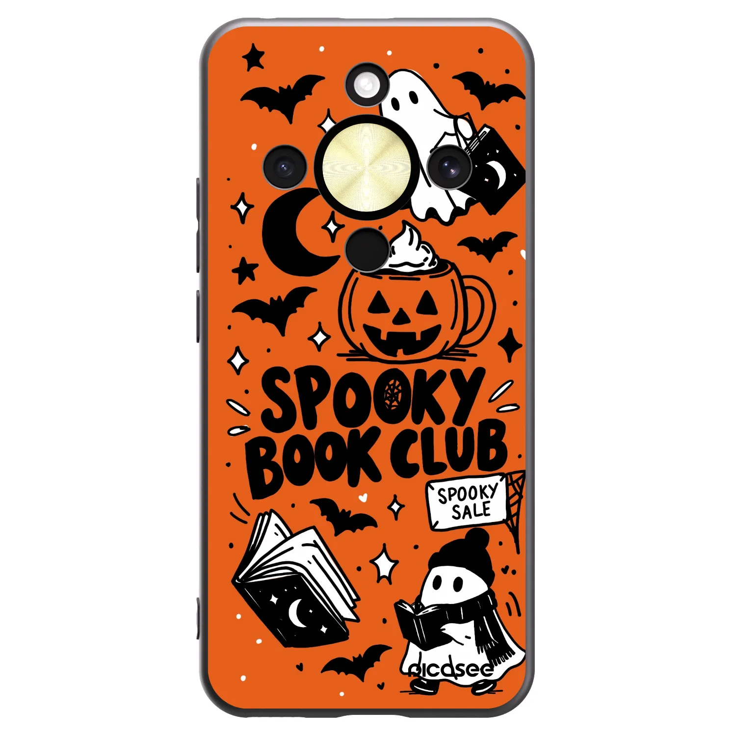 Picasee husă neagră din silicon pentru Honor Magic8 Lite 5G - Spooky book club