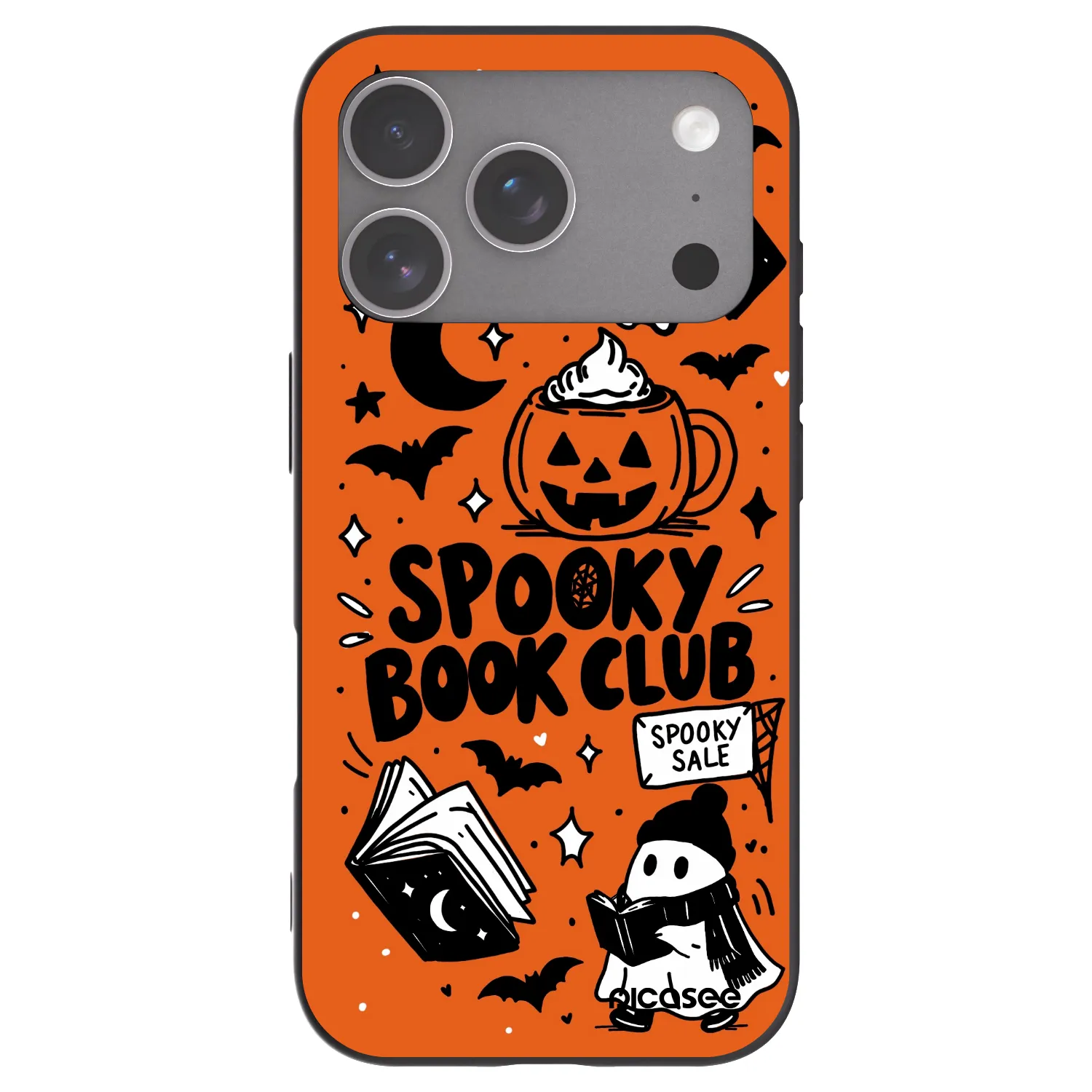 Picasee husă neagră din silicon pentru Apple iPhone 18 Pro - Spooky book club