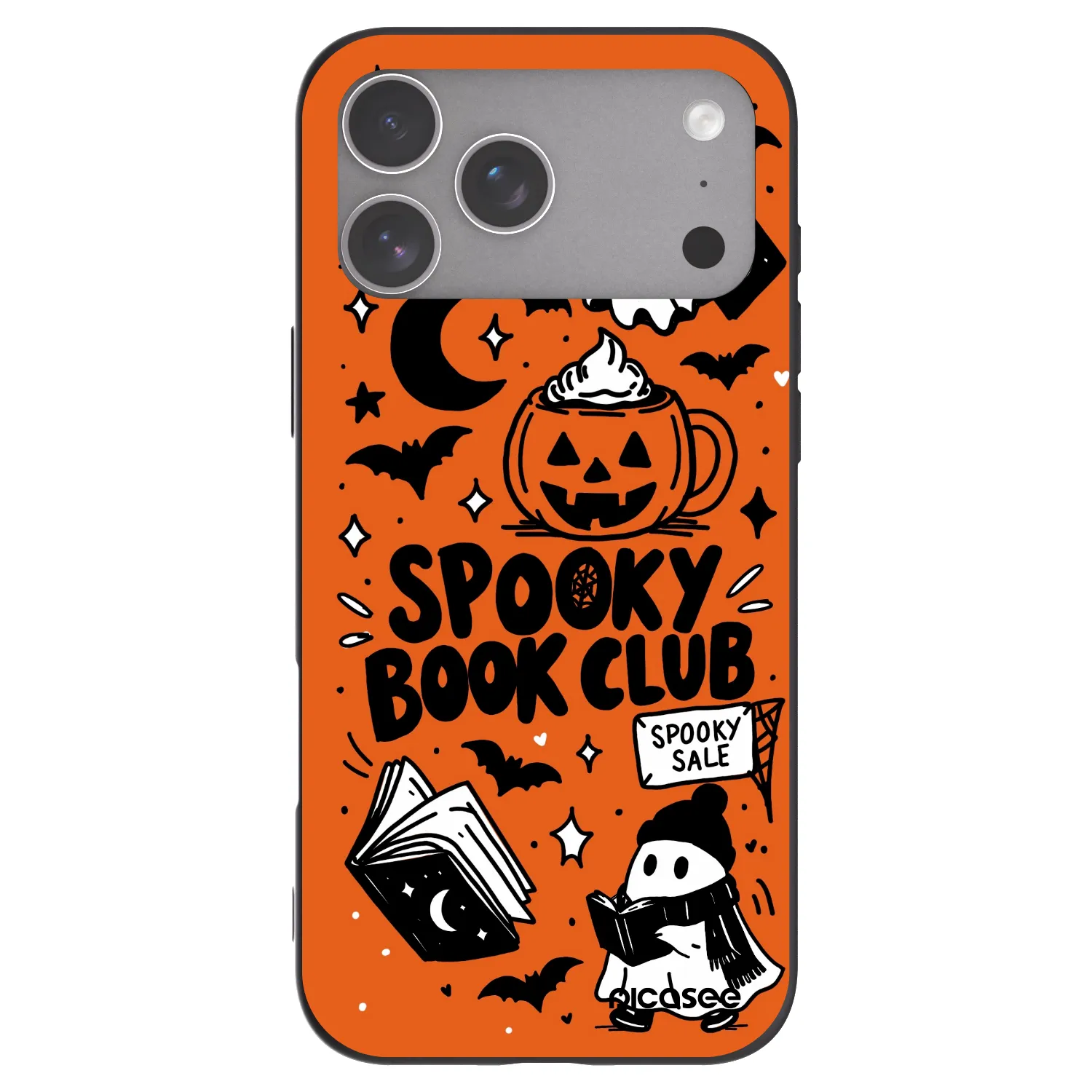 Picasee husă neagră din silicon pentru Apple iPhone 18 Pro Max - Spooky book club