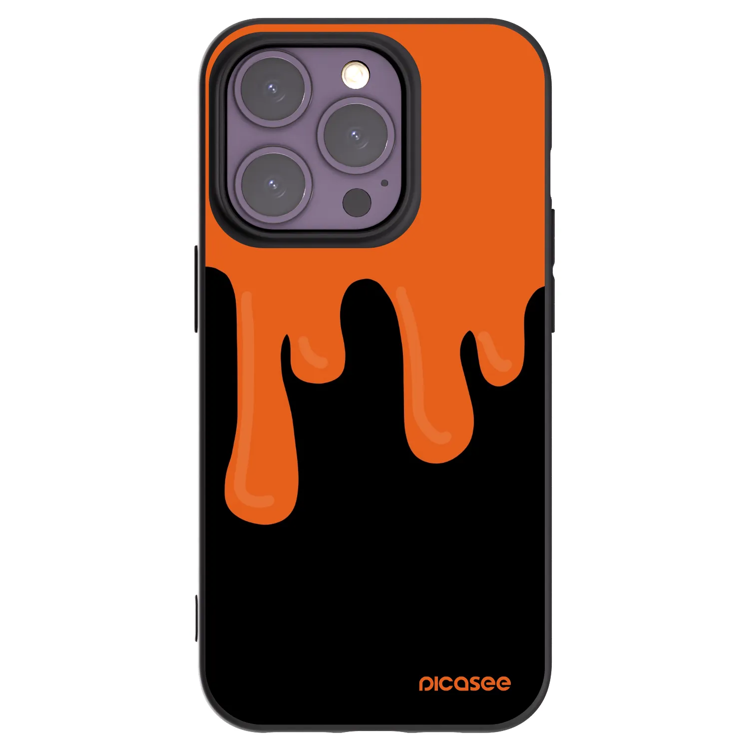 Picasee husă neagră din silicon pentru Apple iPhone 14 Pro - Orange spooky